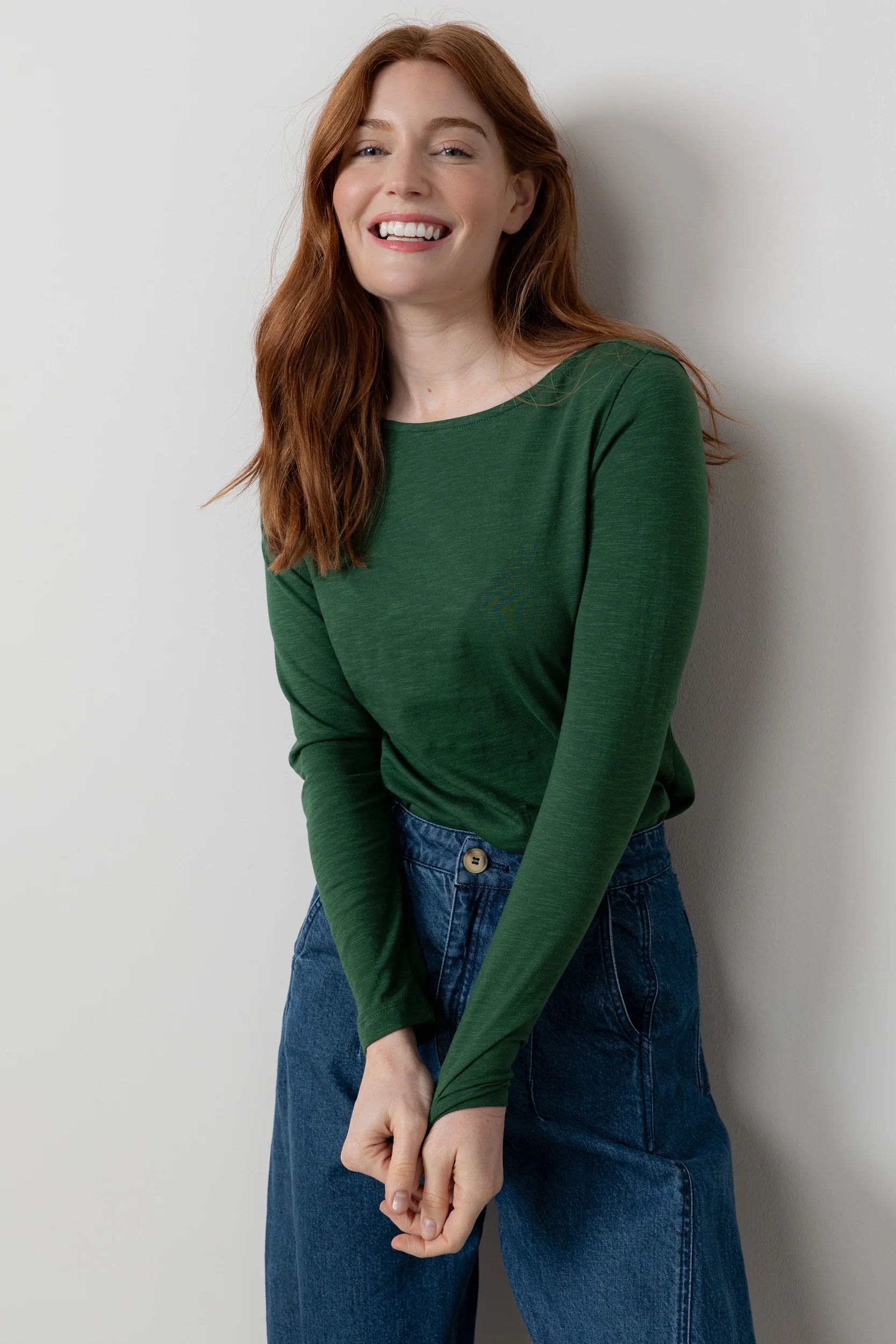 Monica Organic Cotton Jersey Top Pine Green - Image 5