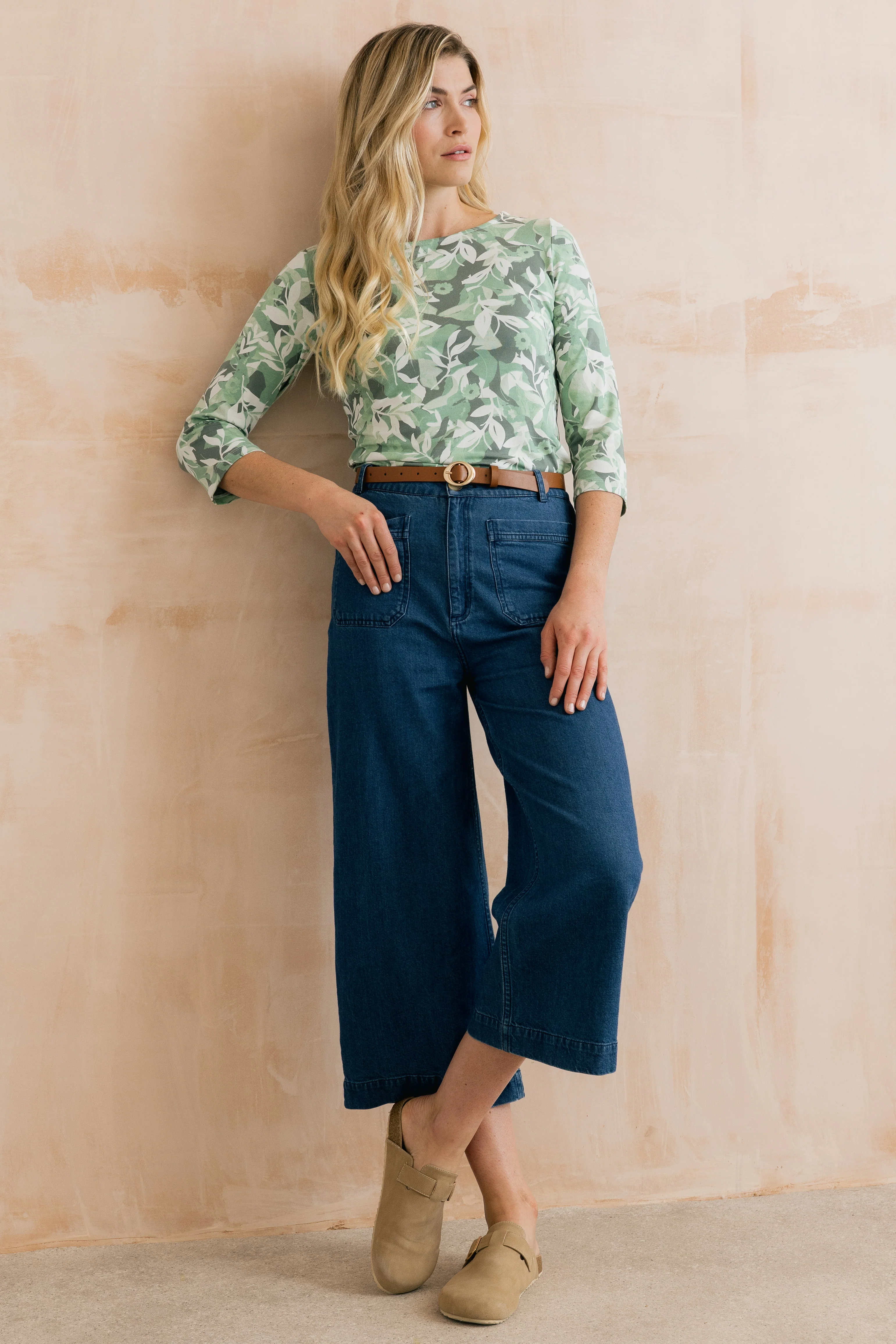 Monica Printed Jersey Top Green - Image 3