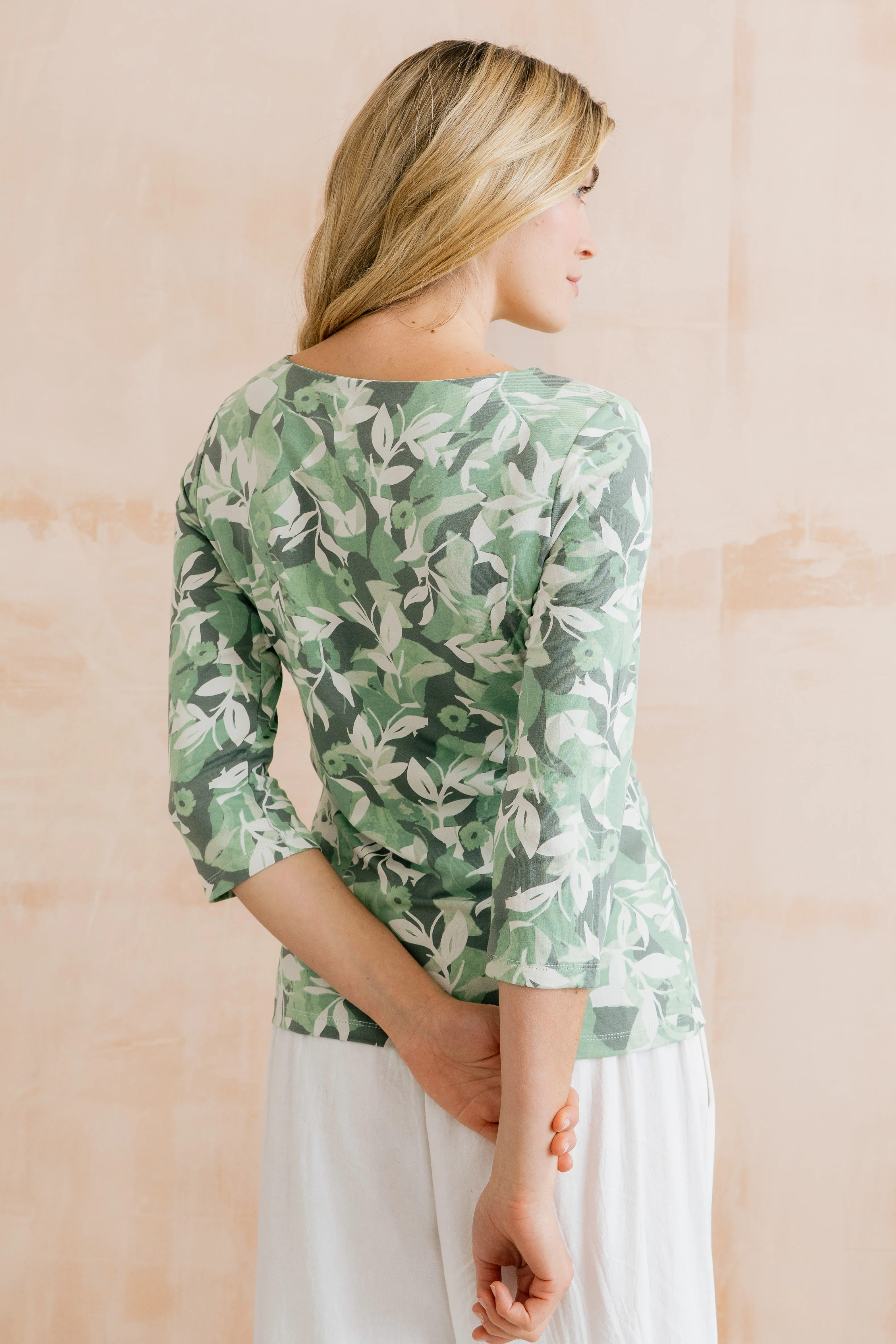 Monica Printed Jersey Top Green - Image 4