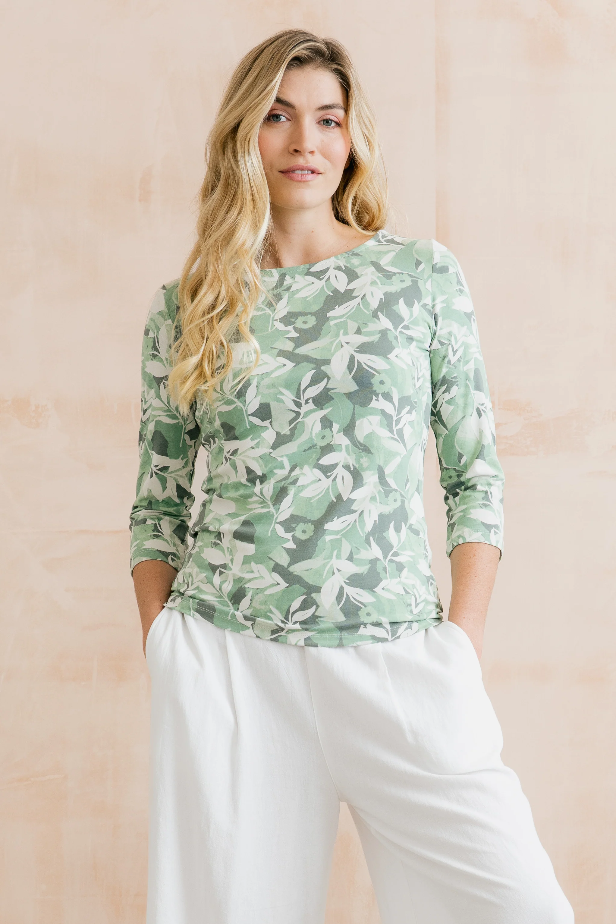 Monica Printed Jersey Top Green - Image 5