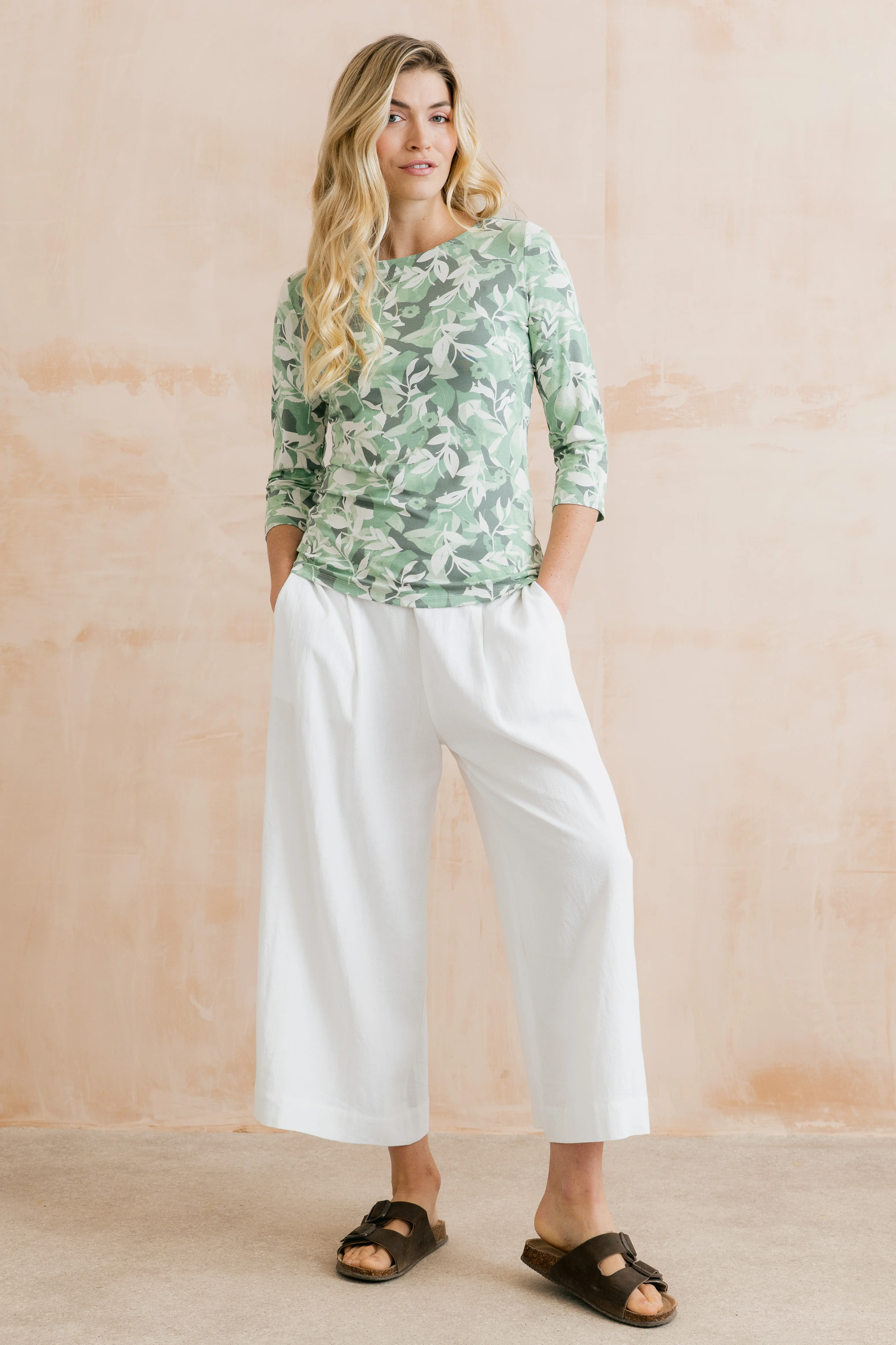 Monica Printed Jersey Top Green - Image 7