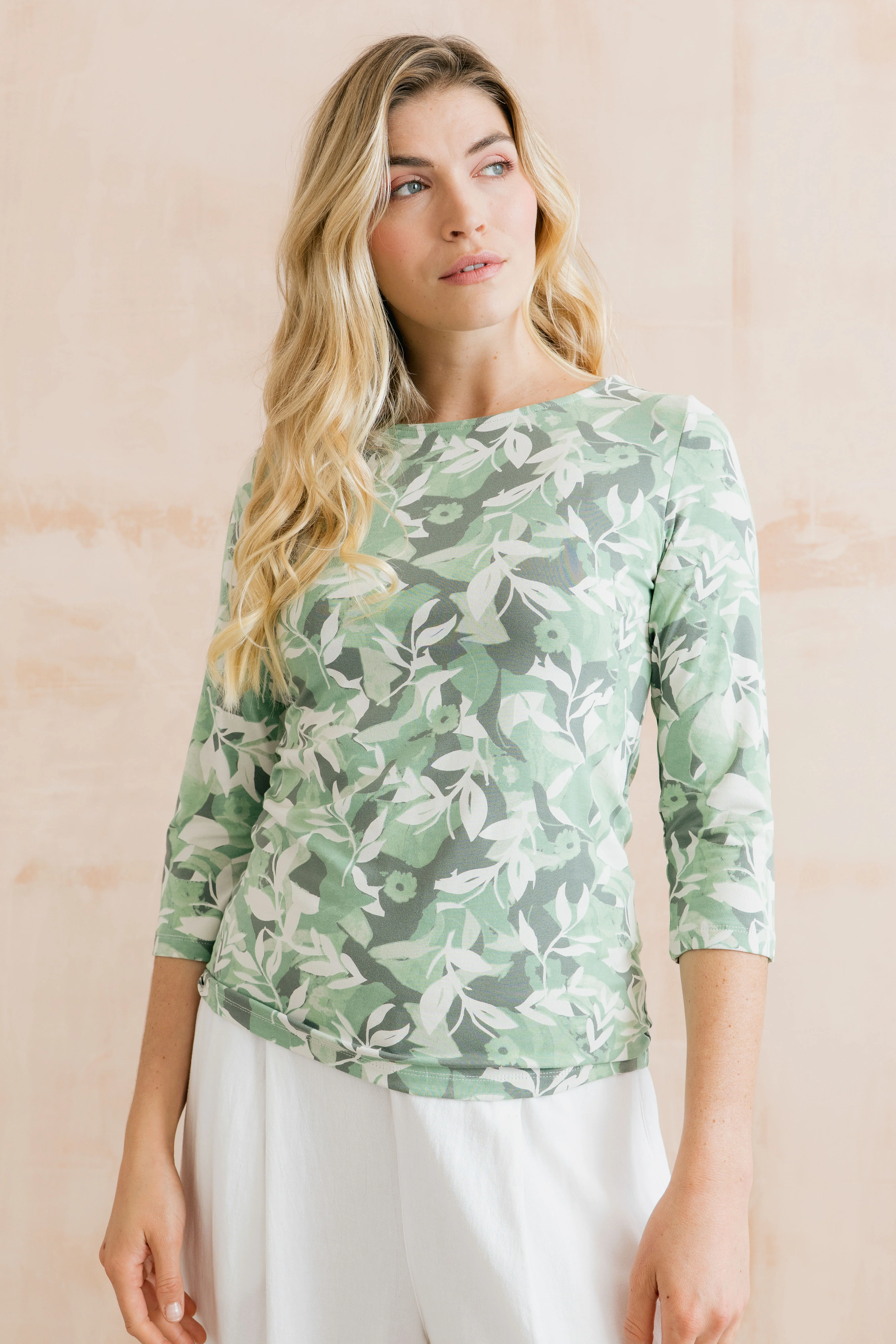 Monica Printed Jersey Top Green - Image 8
