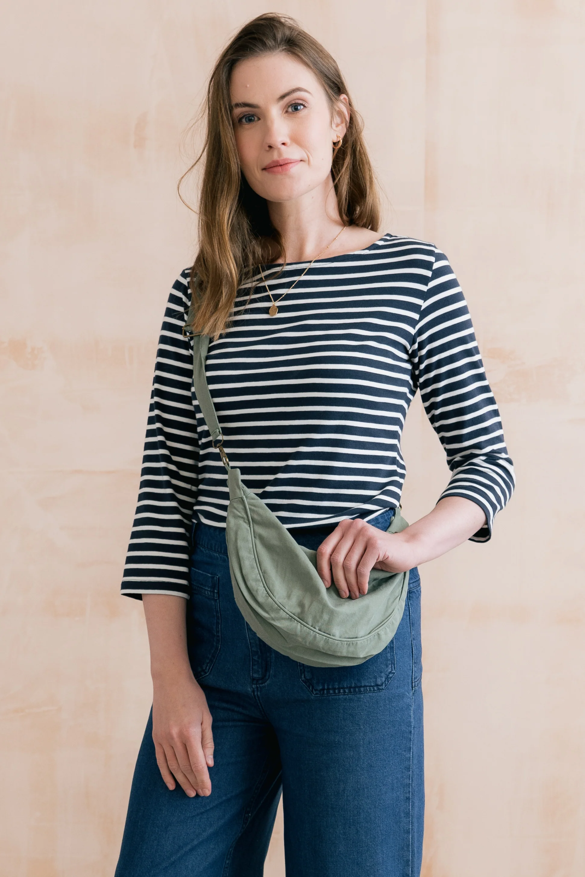Monica Striped Organic Cotton Jersey Top Navy - Image 6