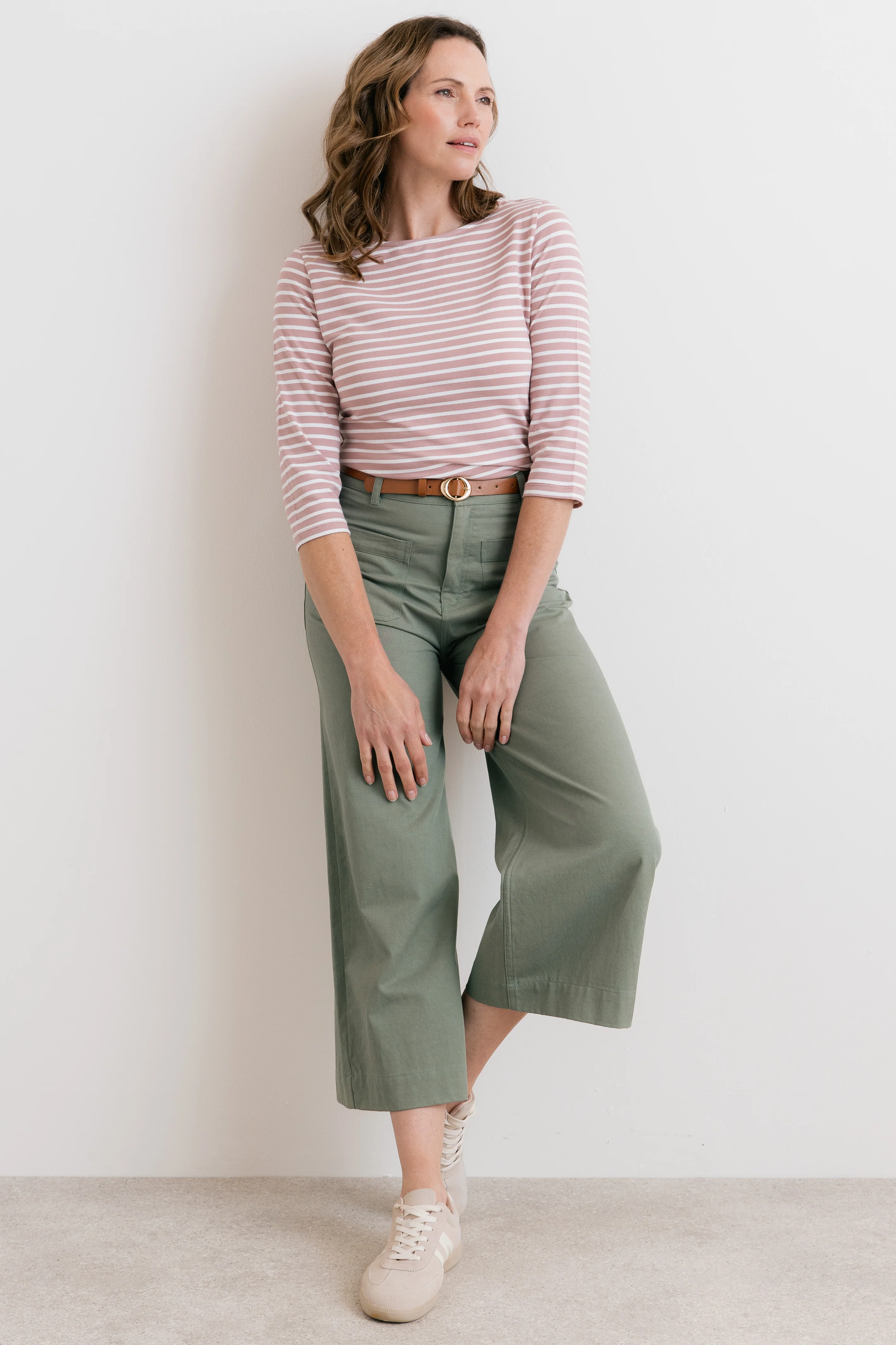 Monica Striped Organic Cotton Jersey Top Soft Pink - Image 4