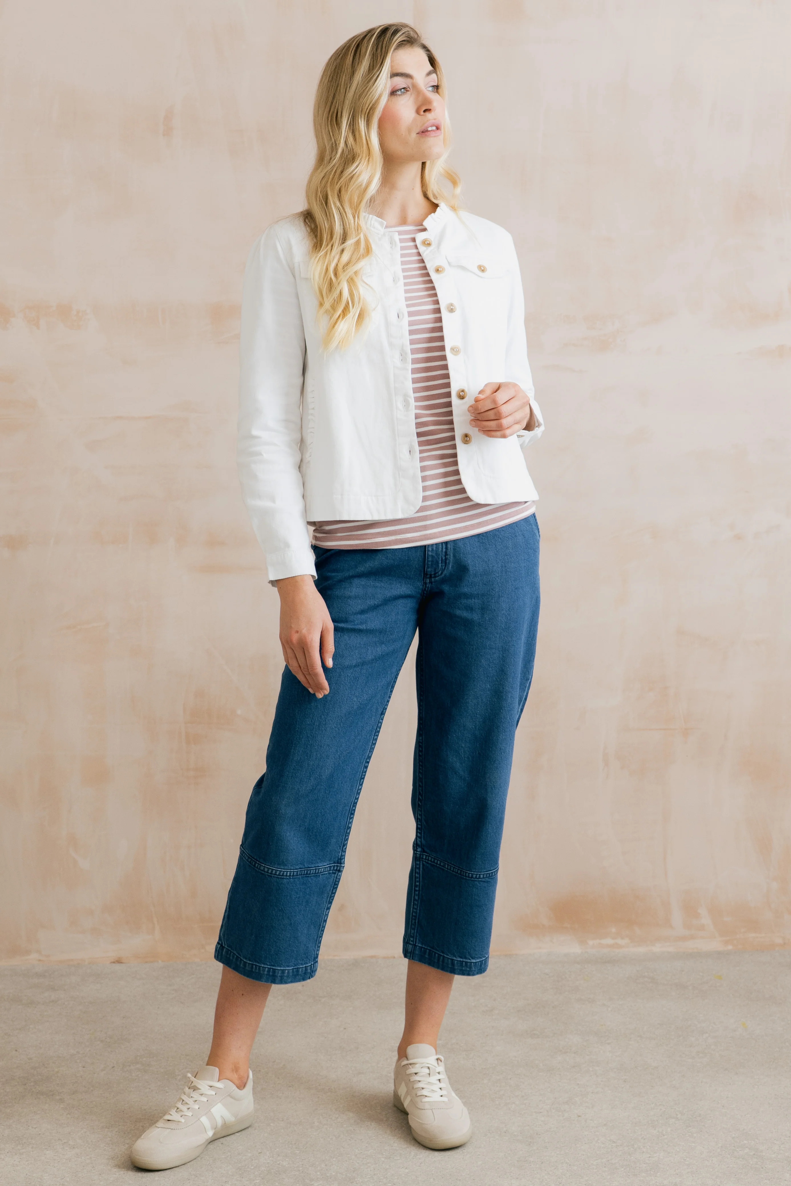 Monica Striped Organic Cotton Jersey Top Soft Pink - Image 6