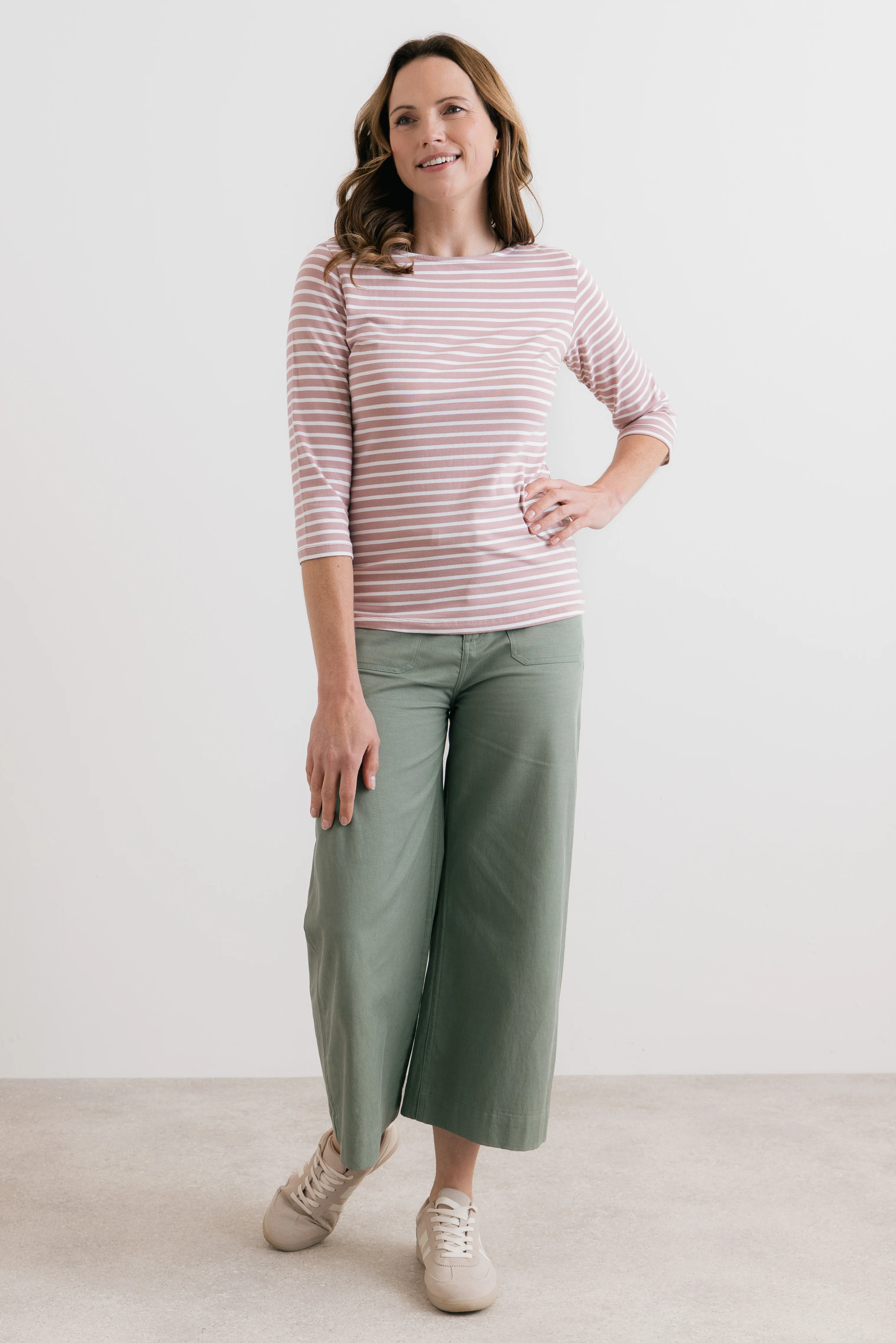 Monica Striped Organic Cotton Jersey Top Soft Pink - Image 7