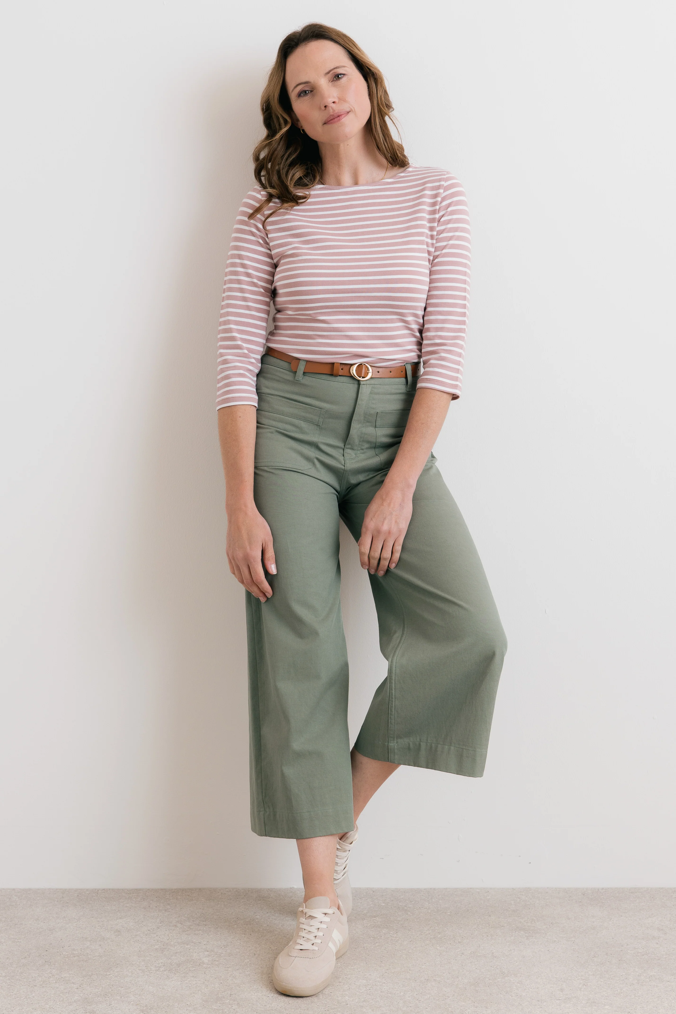 Monica Striped Organic Cotton Jersey Top Soft Pink - Image 8