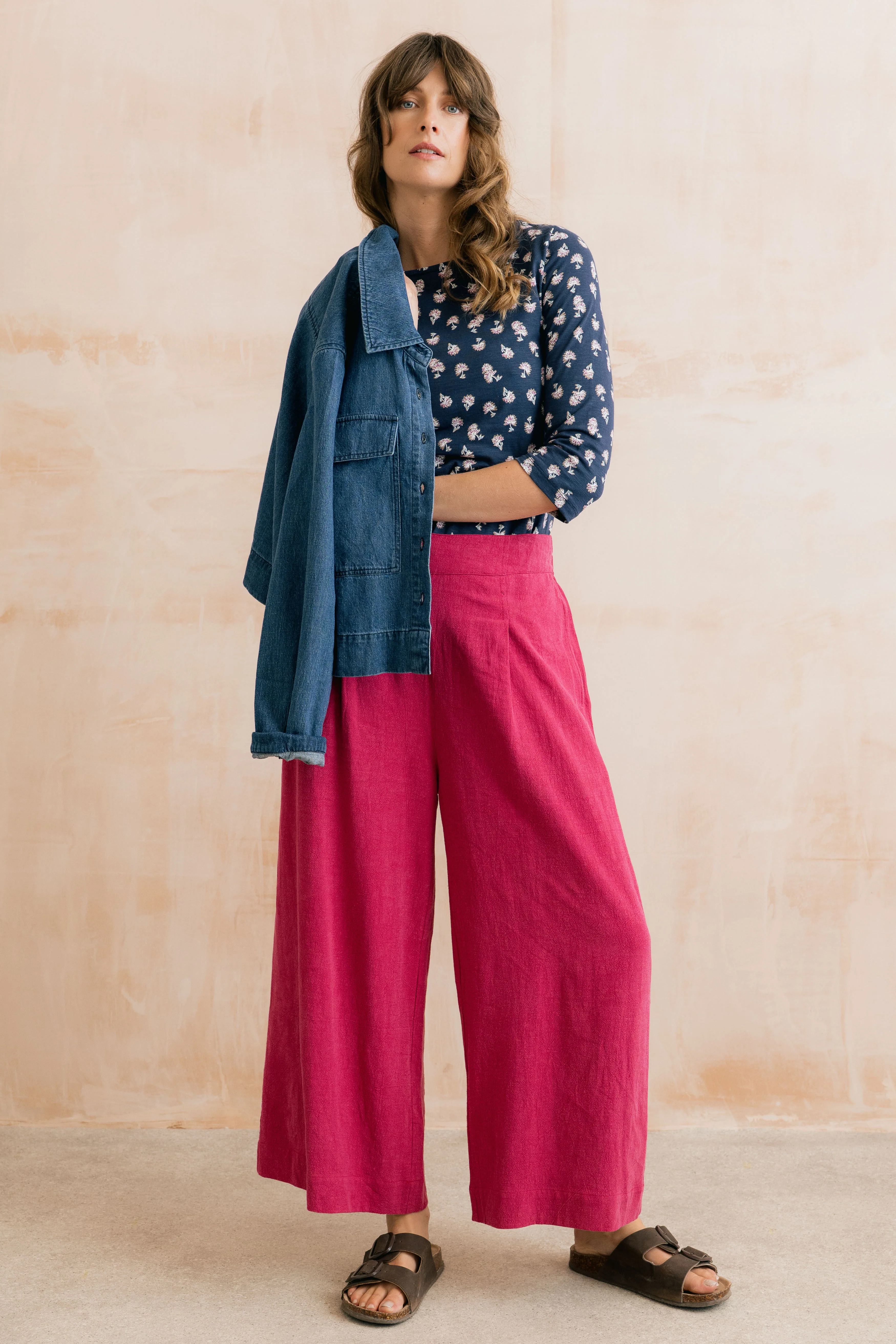 Monica Verbena Print Organic Cotton Jersey Top Navy - Image 8