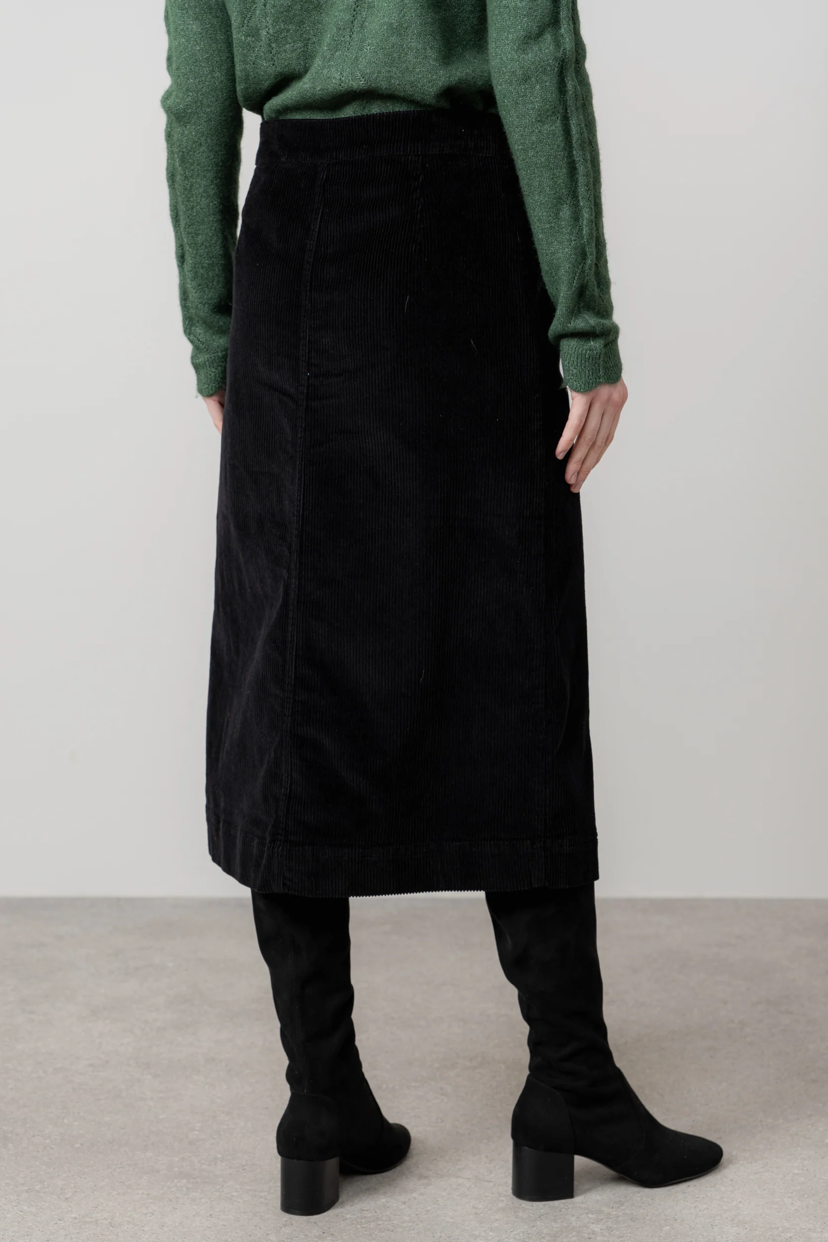 Owlpen Stretch Jumbo Cord Skirt Black - Image 4