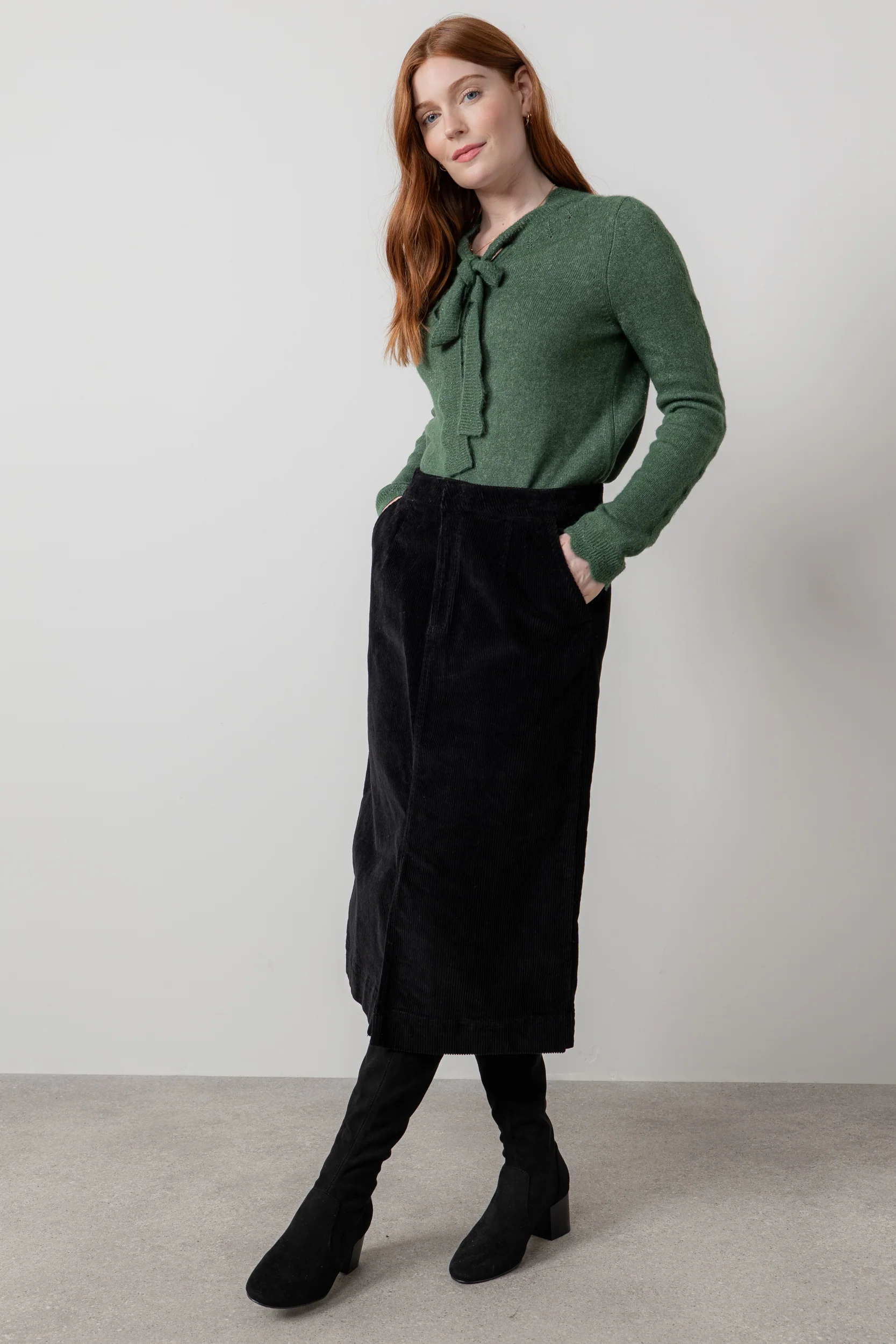 Owlpen Stretch Jumbo Cord Skirt Black - Image 5