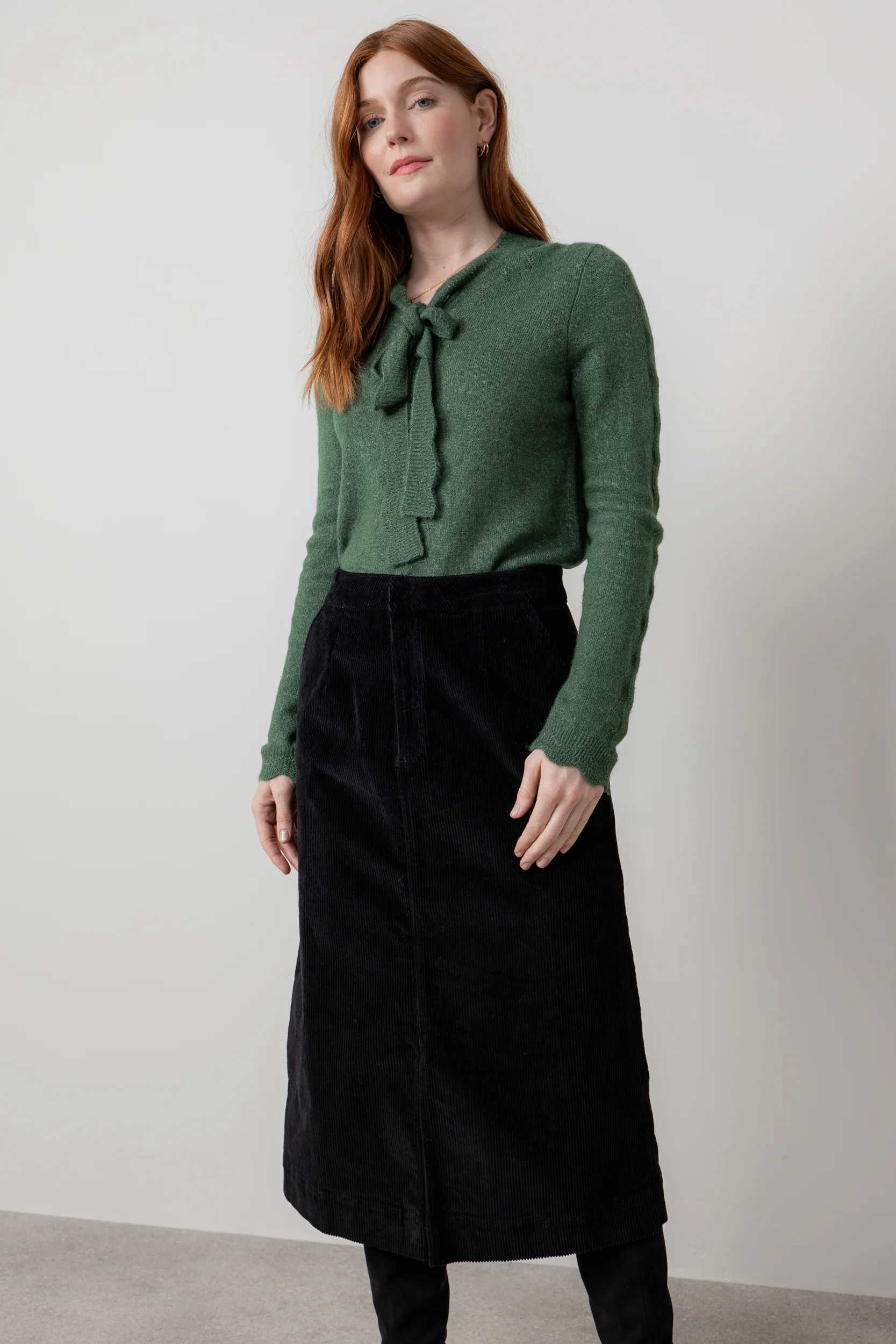 Owlpen Stretch Jumbo Cord Skirt Black - Image 6