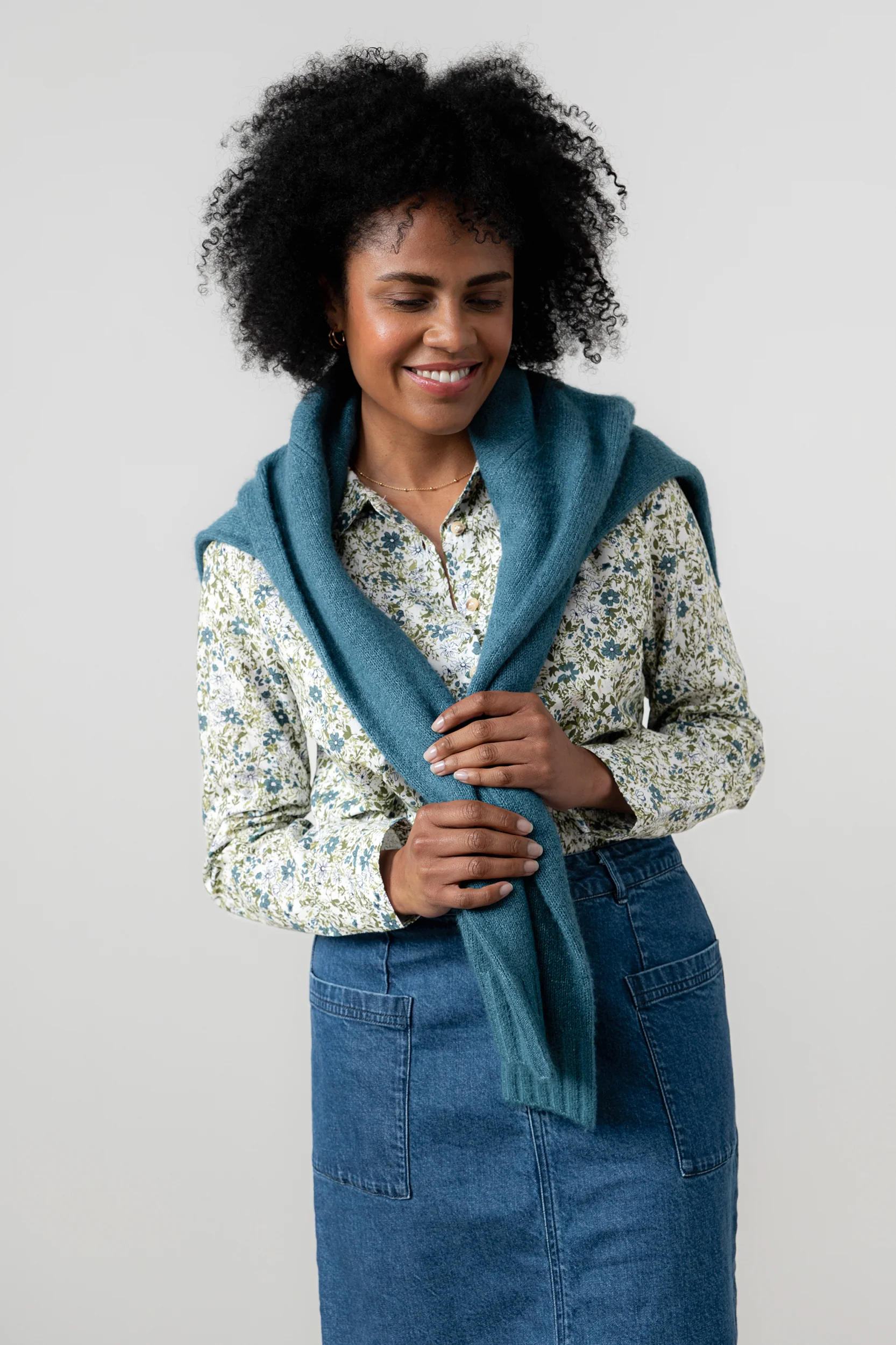 Patsy Ditsy Print Organic Cotton Shirt Moss - Image 6