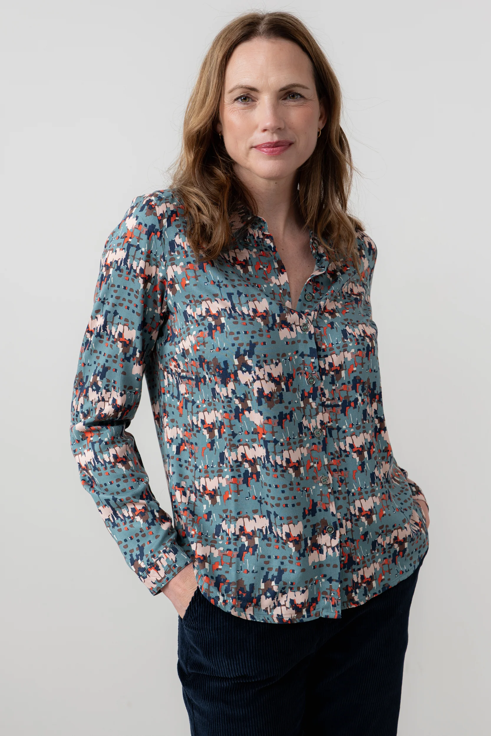 Patsy Geometric Print Shirt Sea Mist - Image 3