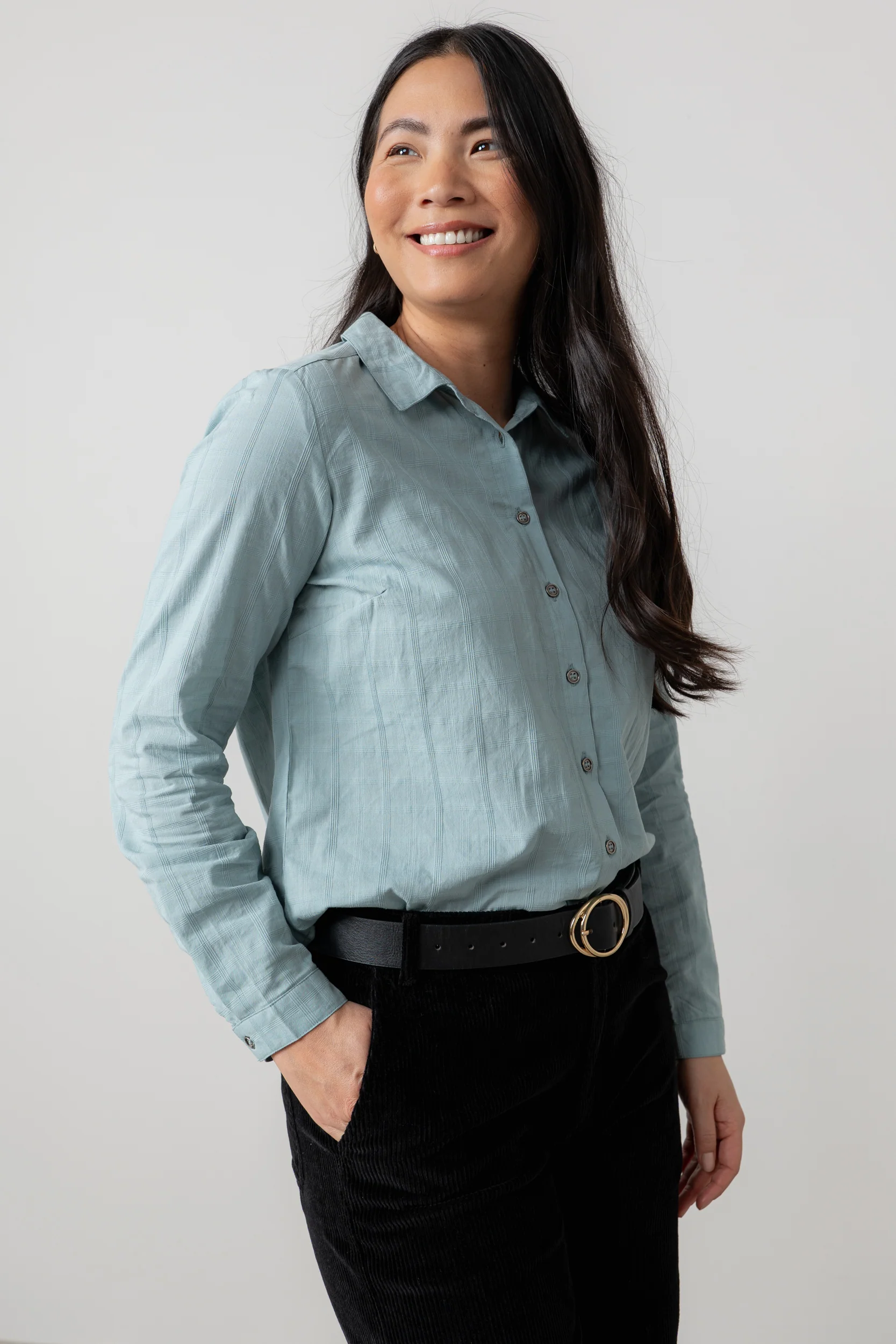 Patsy Organic Cotton Check Shirt Ice Blue - Image 2