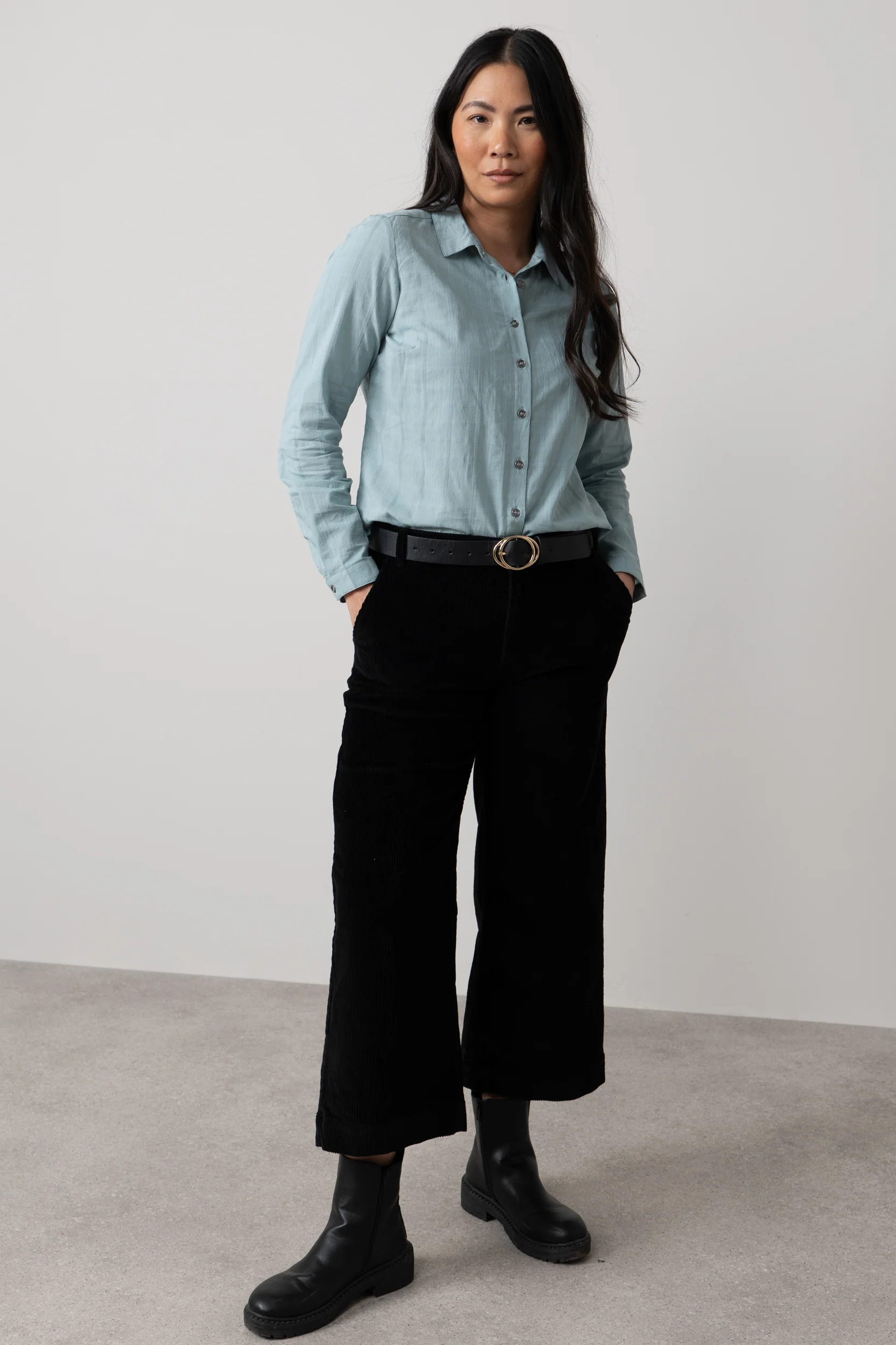 Patsy Organic Cotton Check Shirt Ice Blue - Image 3