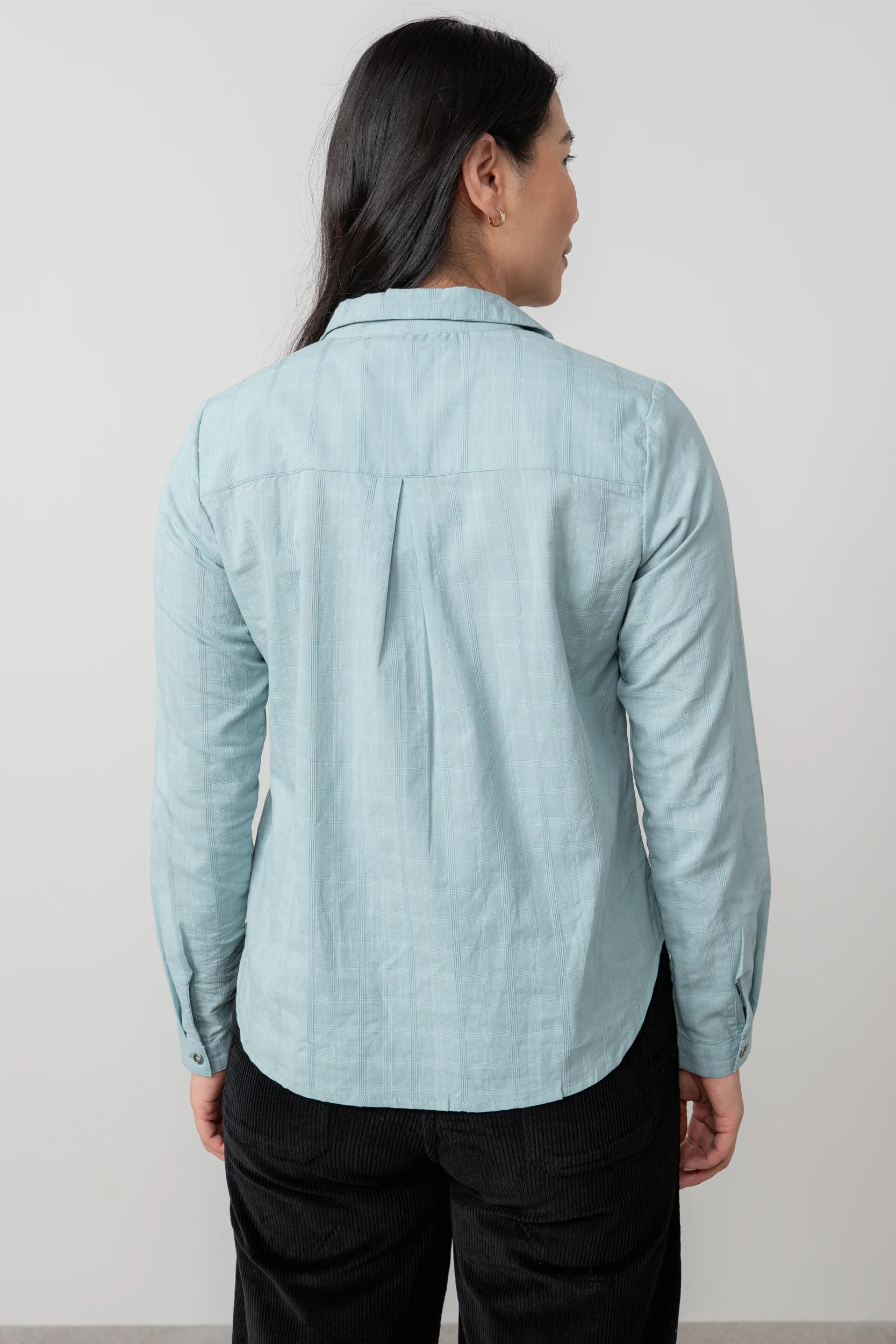 Patsy Organic Cotton Check Shirt Ice Blue - Image 5