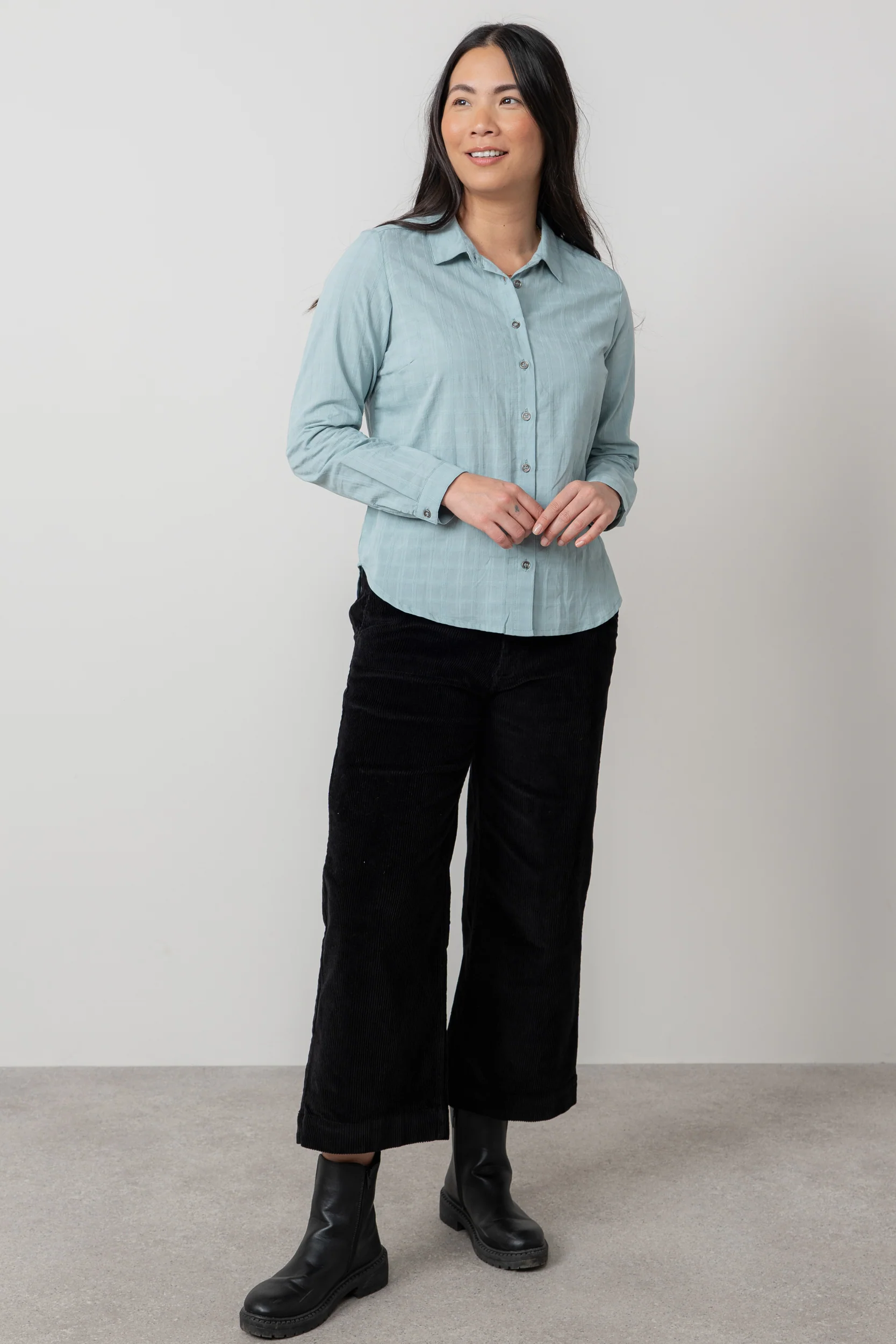 Patsy Organic Cotton Check Shirt Ice Blue - Image 6