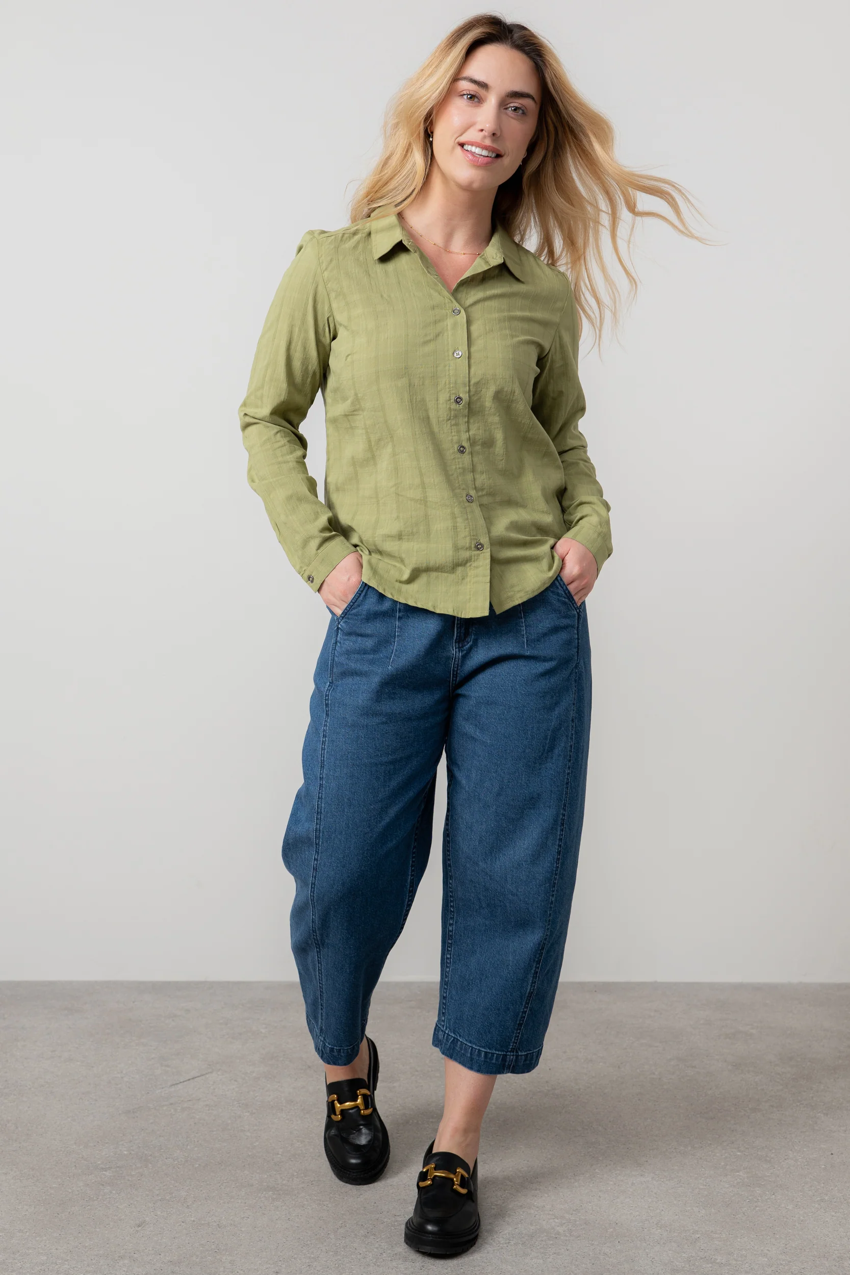 Patsy Organic Cotton Check Shirt Moss - Image 2