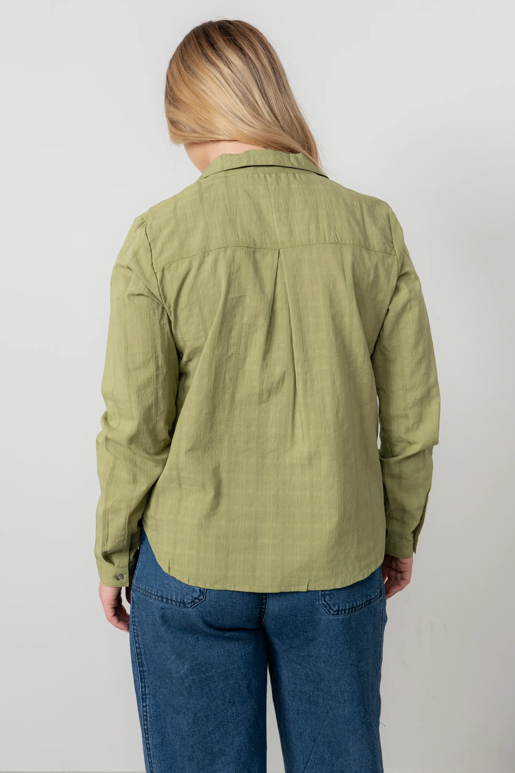 Patsy Organic Cotton Check Shirt Moss - Image 4