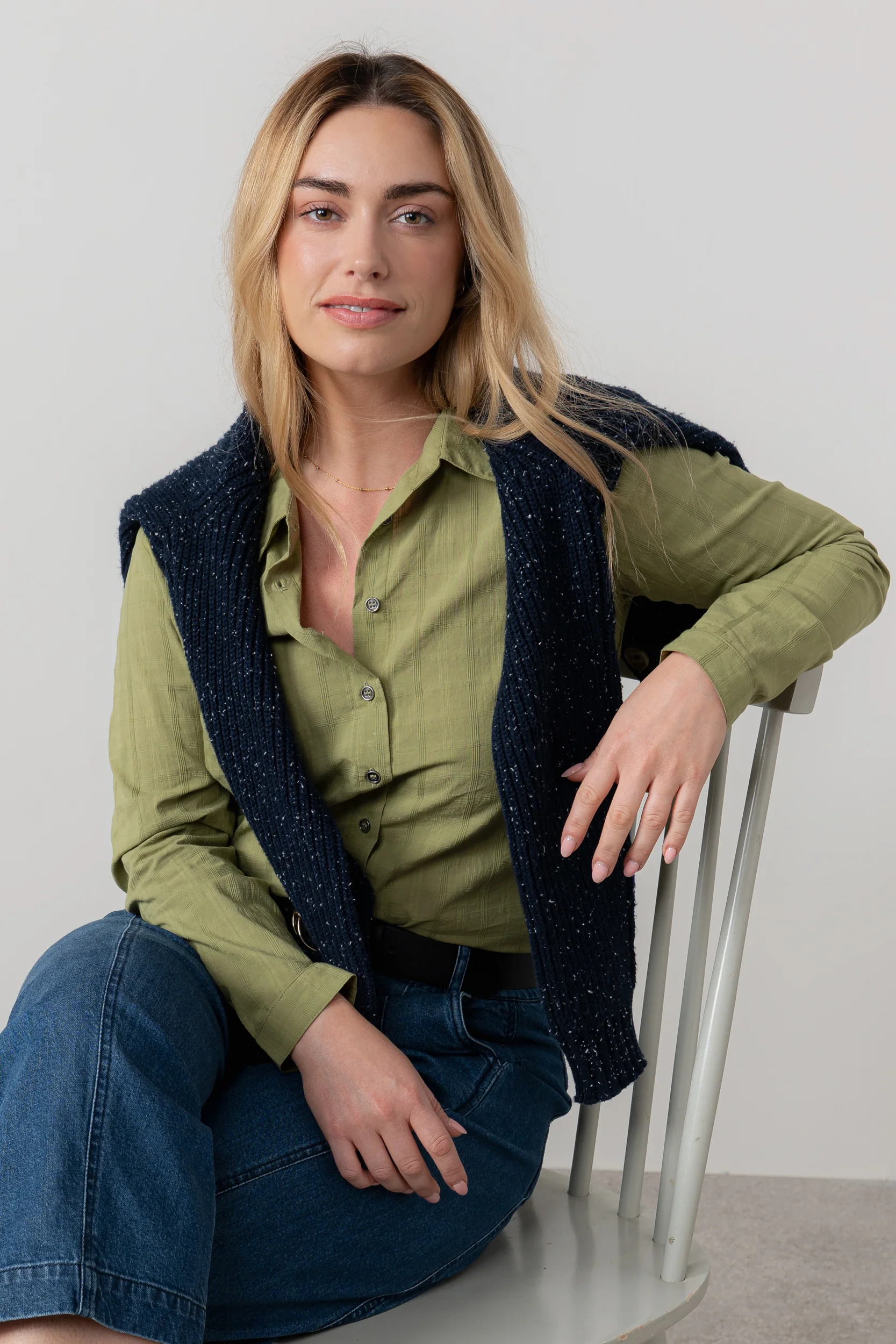 Patsy Organic Cotton Check Shirt Moss - Image 6