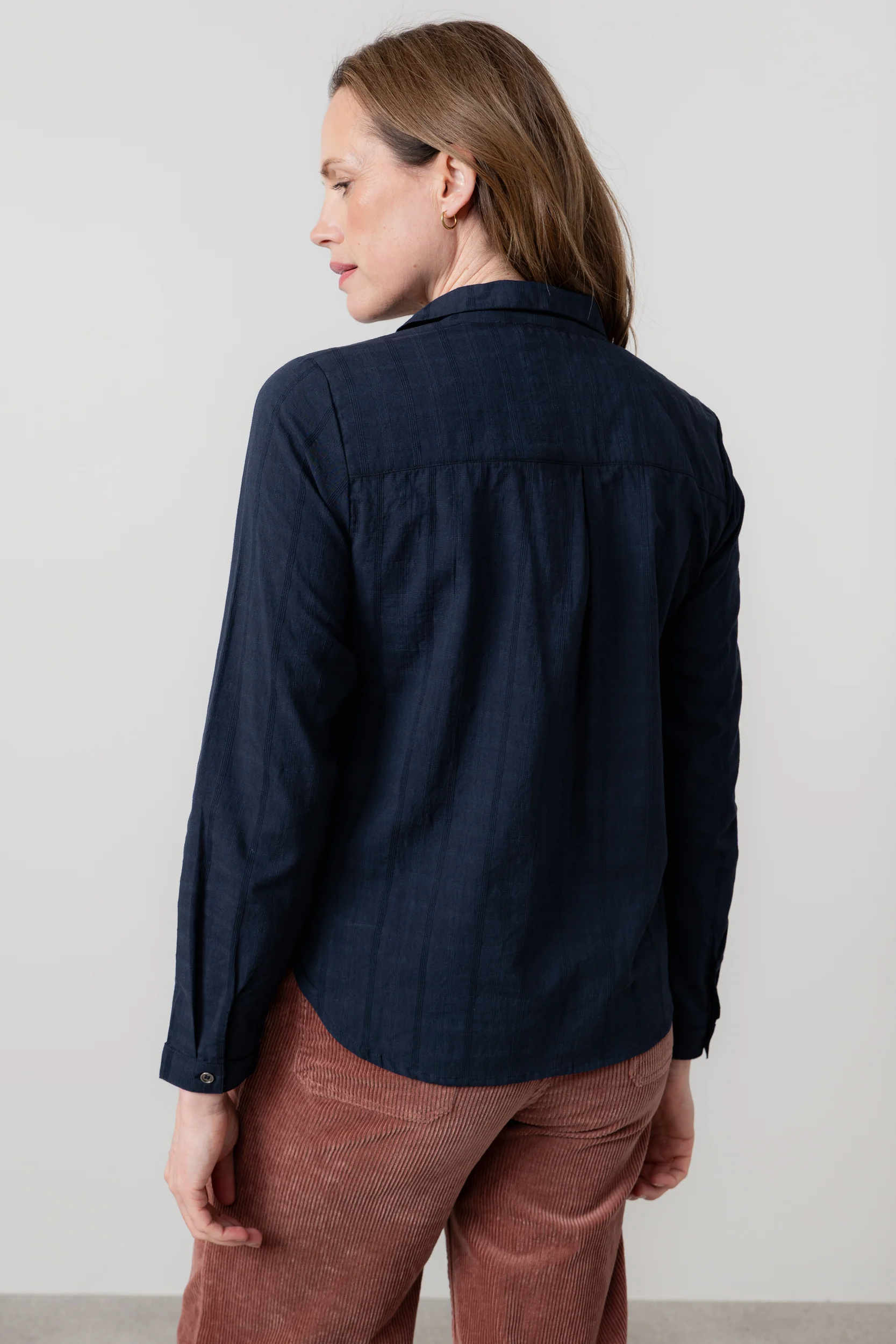 Patsy Organic Cotton Check Shirt Navy - Image 4
