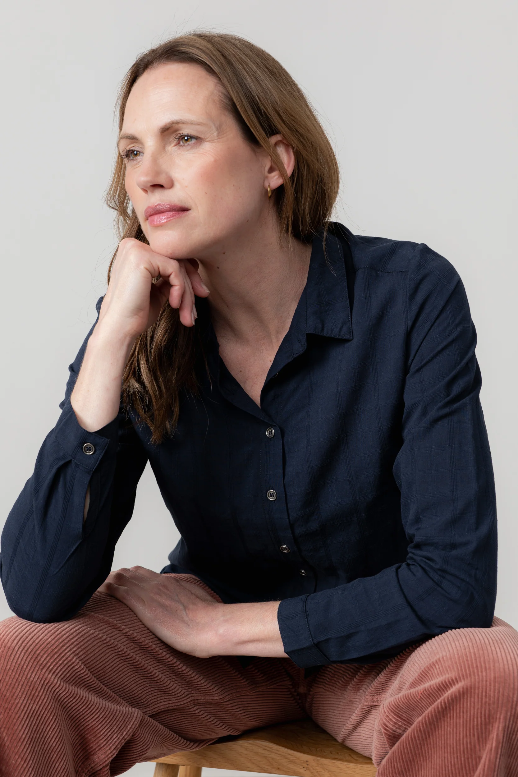 Patsy Organic Cotton Check Shirt Navy - Image 5