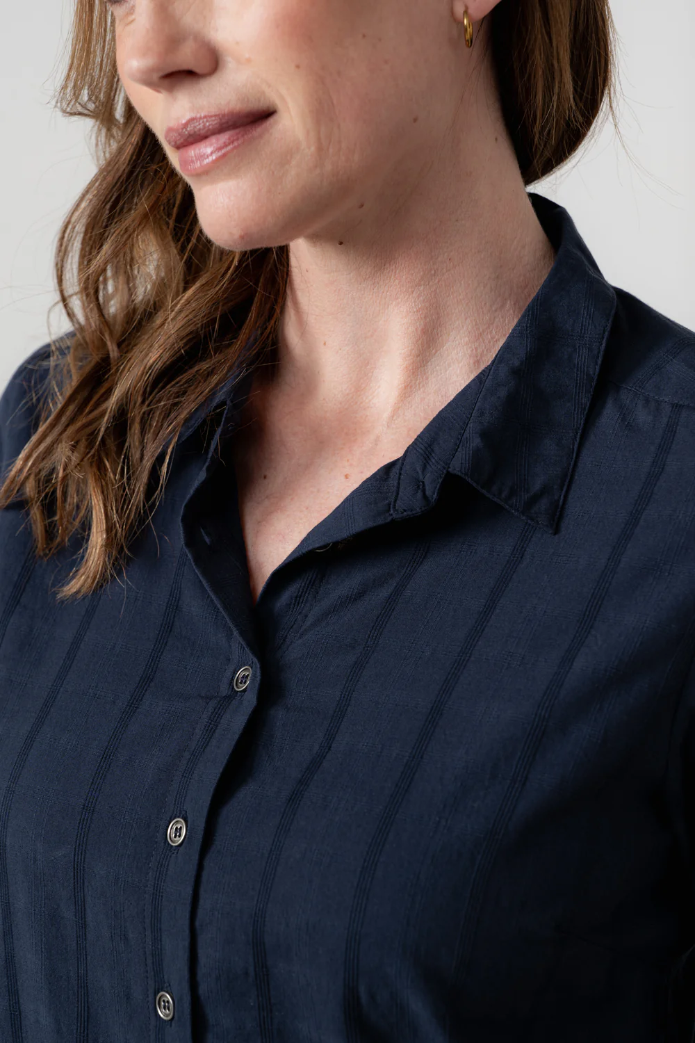 Patsy Organic Cotton Check Shirt Navy - Image 6