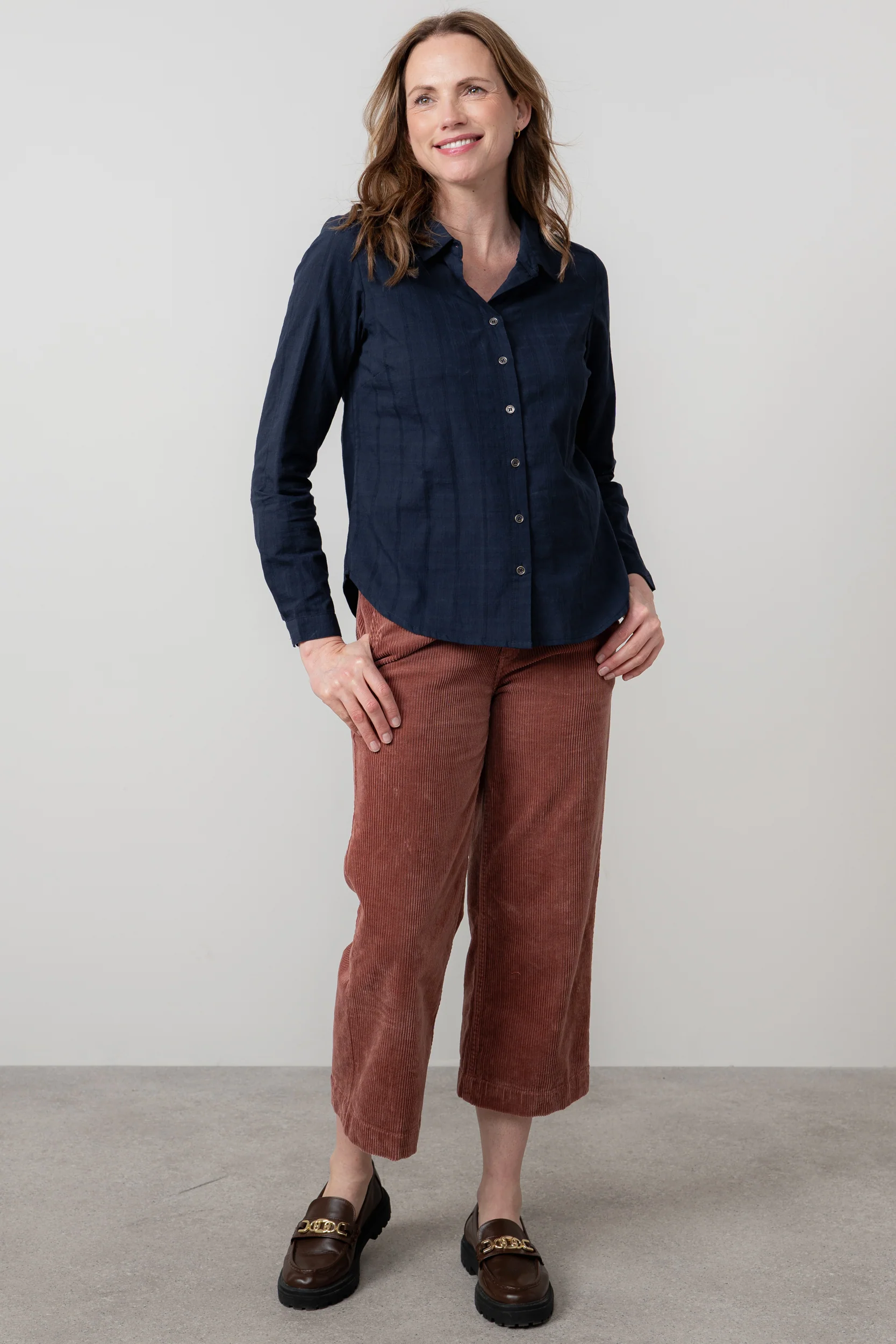 Patsy Organic Cotton Check Shirt Navy - Image 7