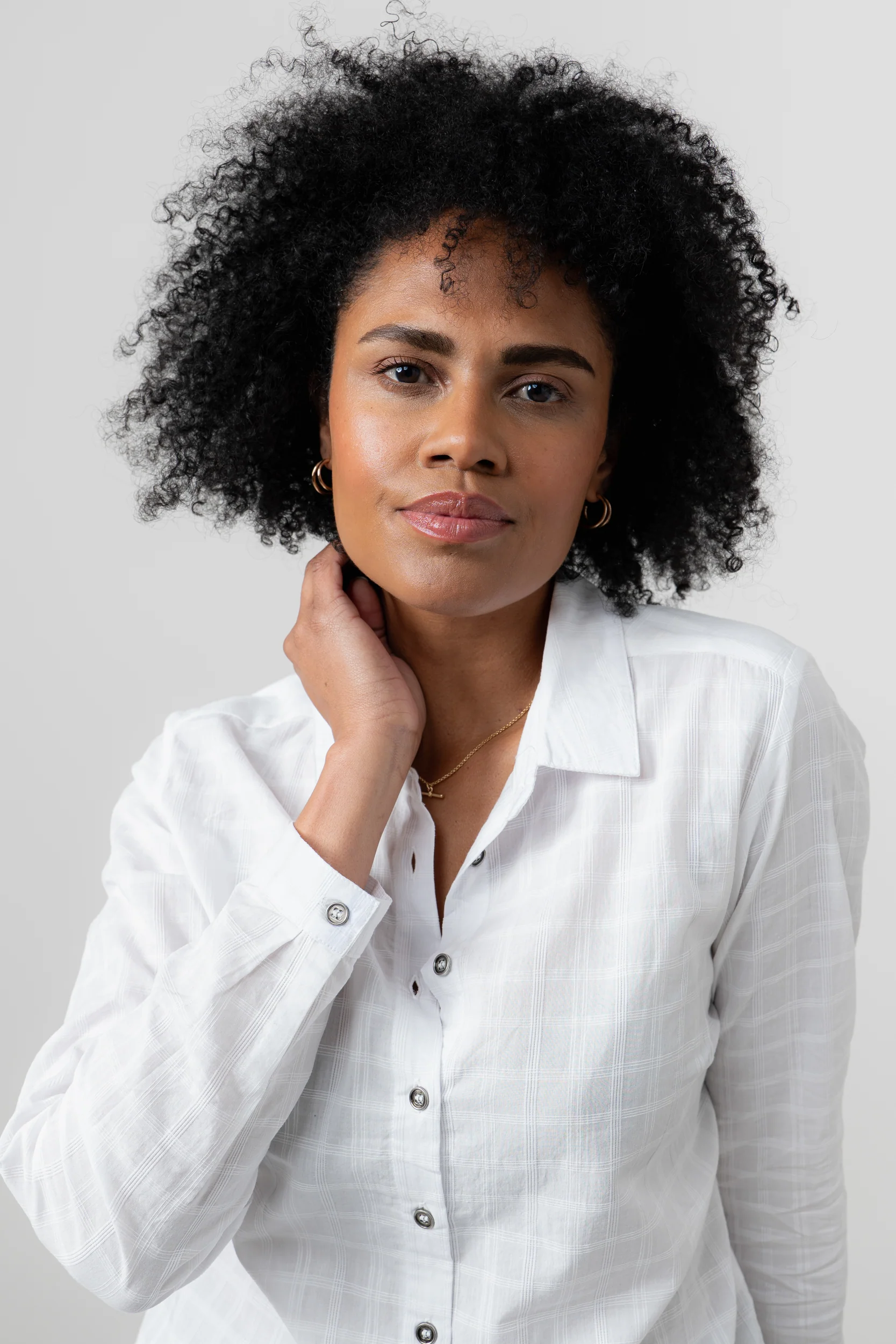 Patsy Organic Cotton Check Shirt White - Image 3