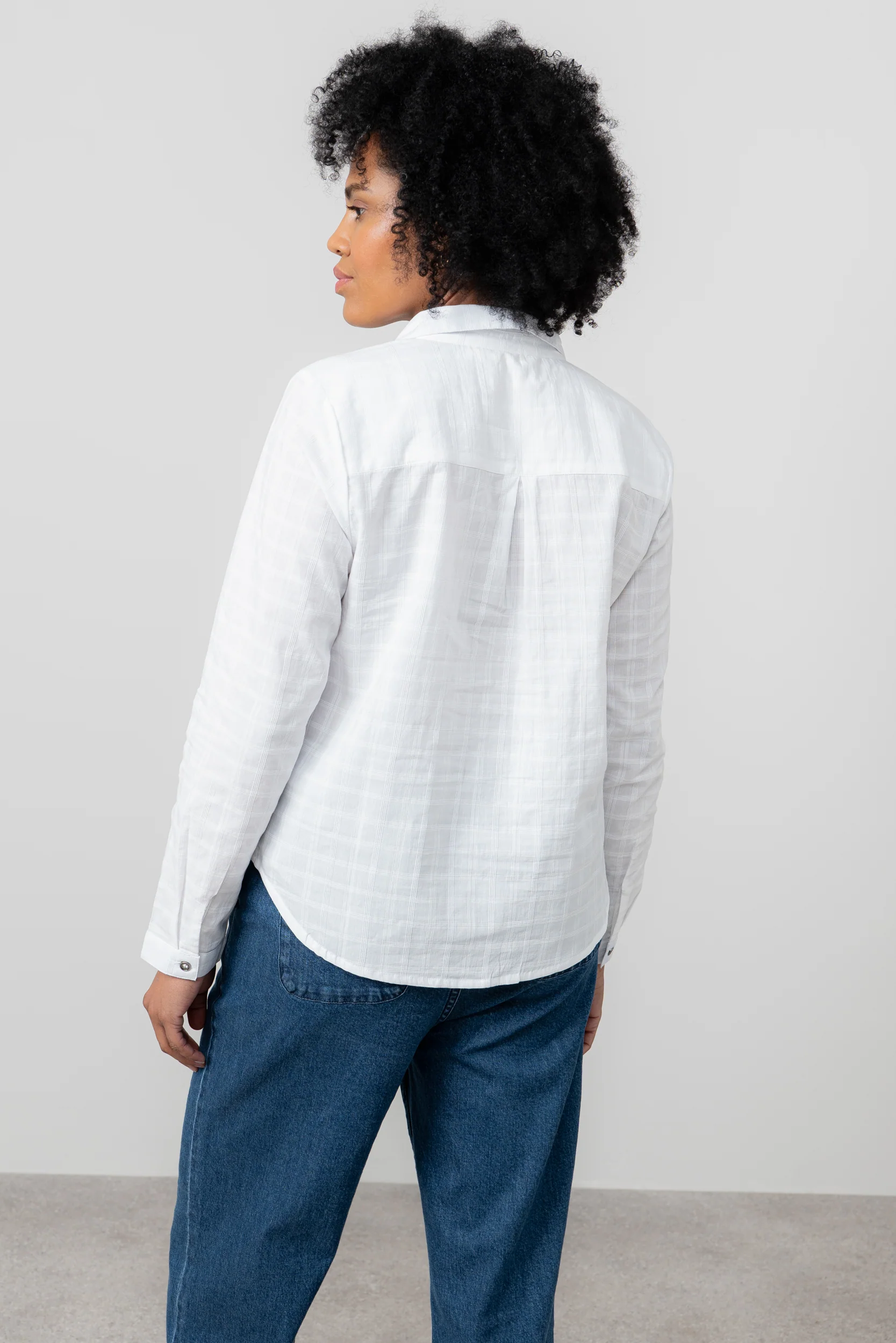 Patsy Organic Cotton Check Shirt White - Image 4