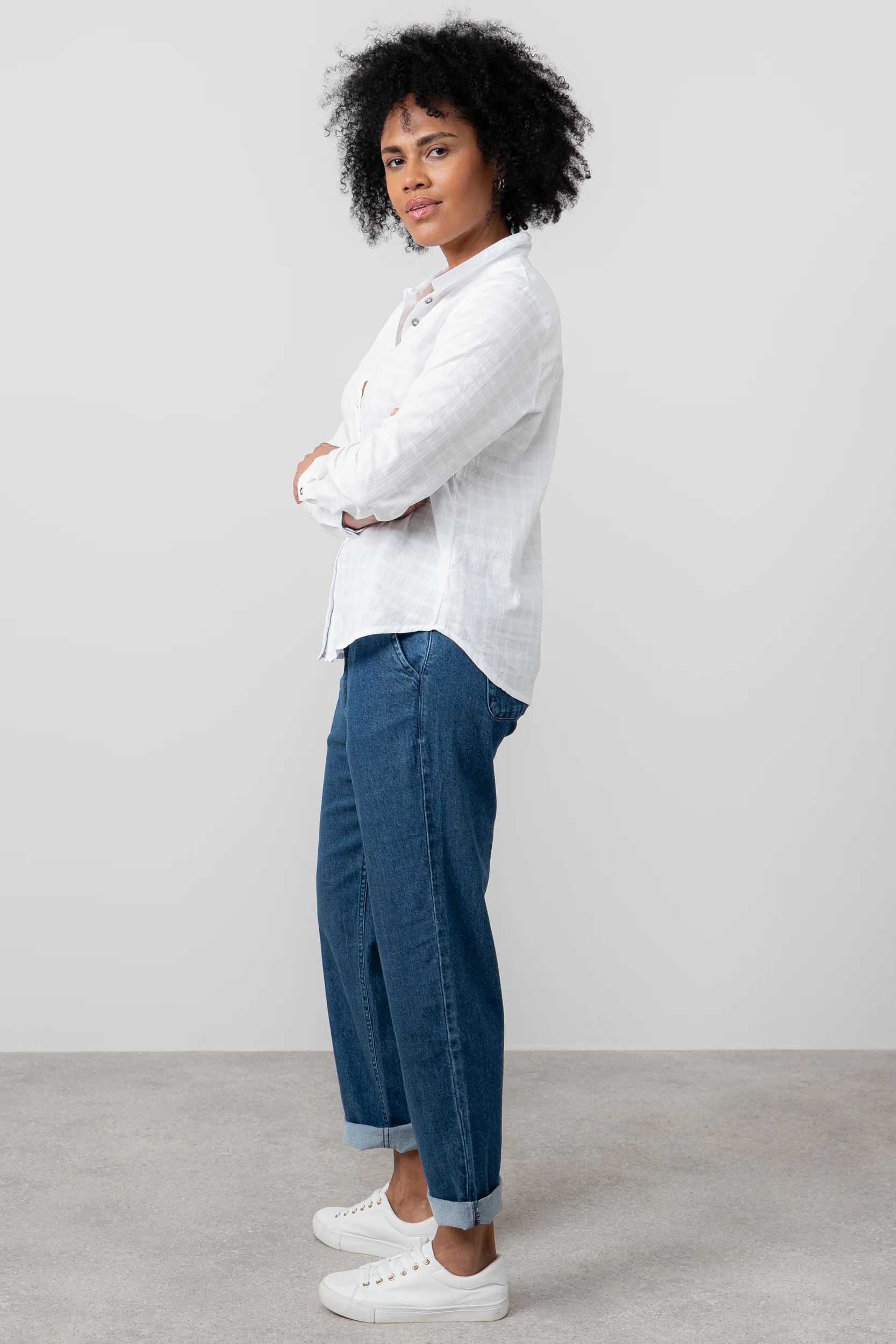 Patsy Organic Cotton Check Shirt White - Image 6