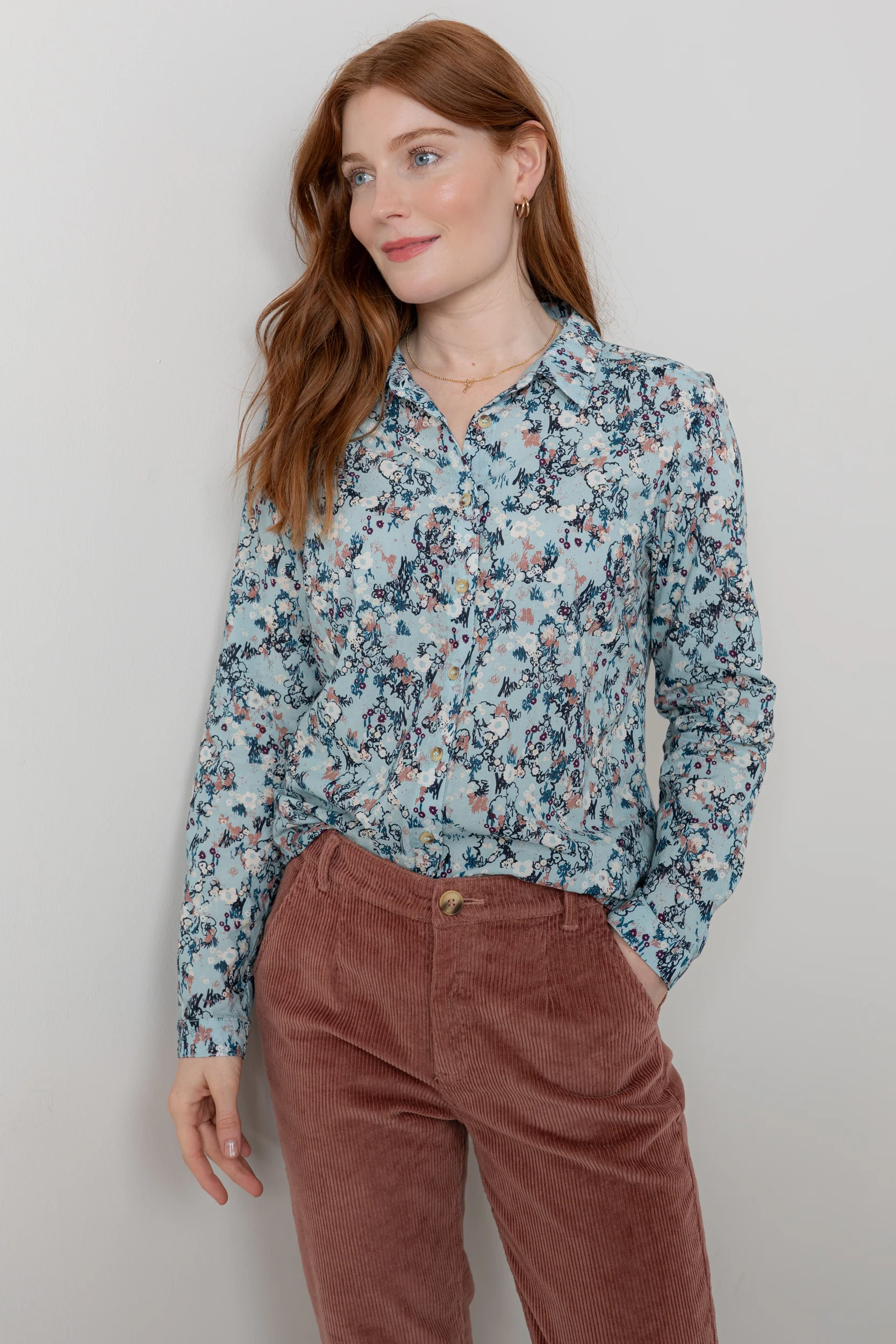 Patsy Organic Cotton Ditsy Shirt Ice Blue - Image 2