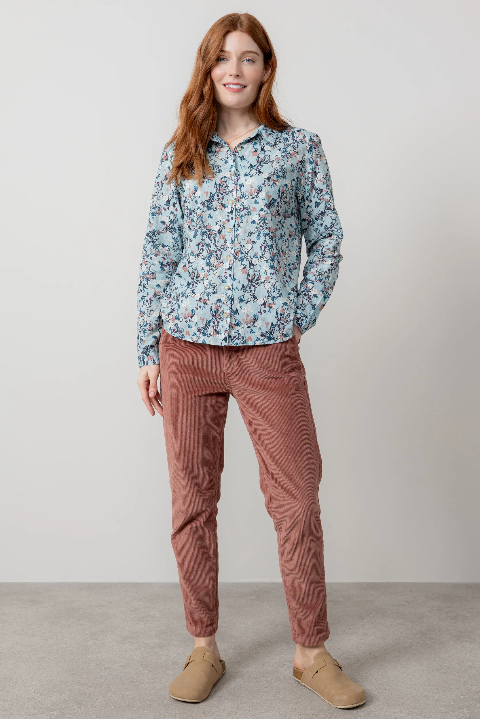 Patsy Organic Cotton Ditsy Shirt Ice Blue - Image 3