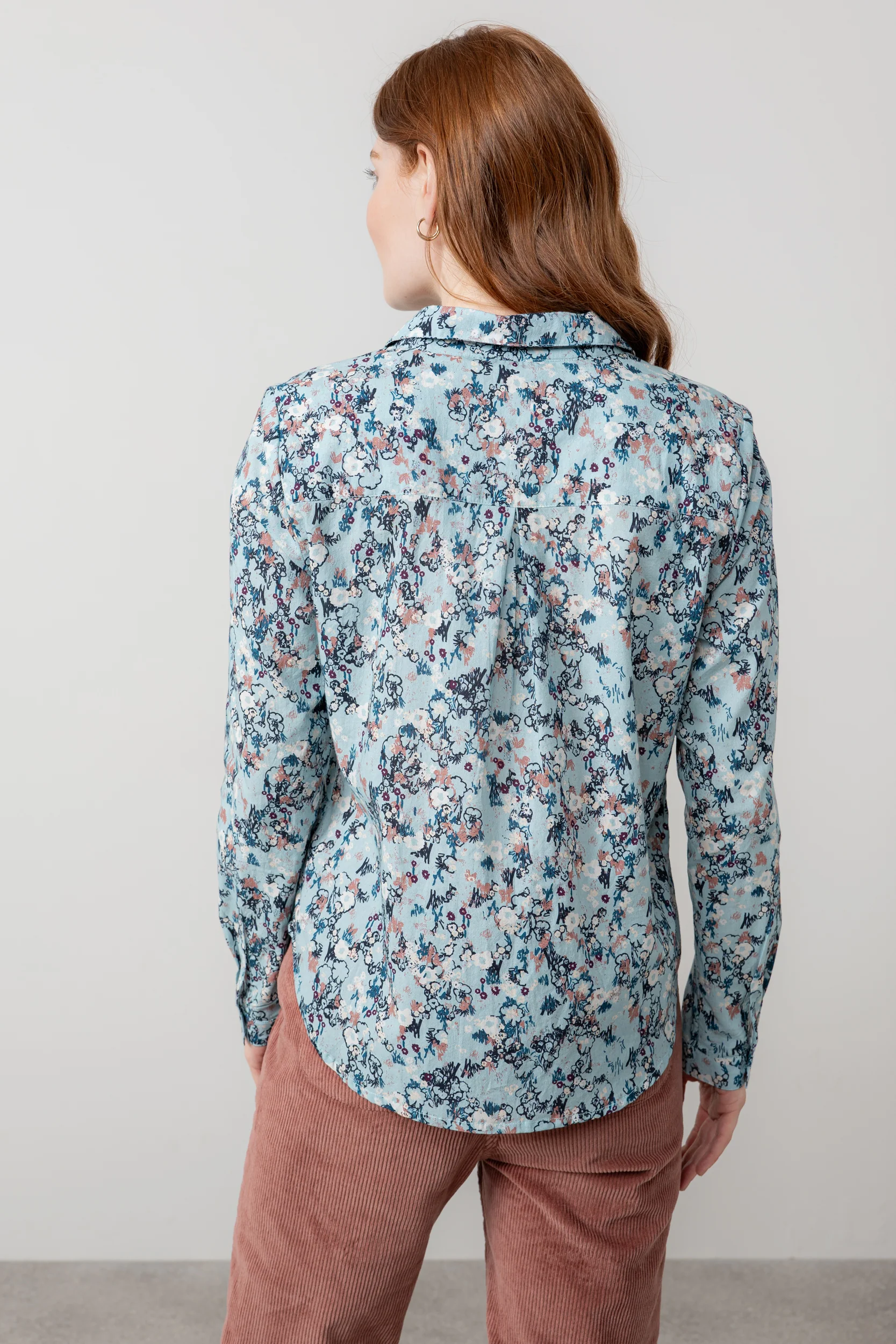 Patsy Organic Cotton Ditsy Shirt Ice Blue - Image 4