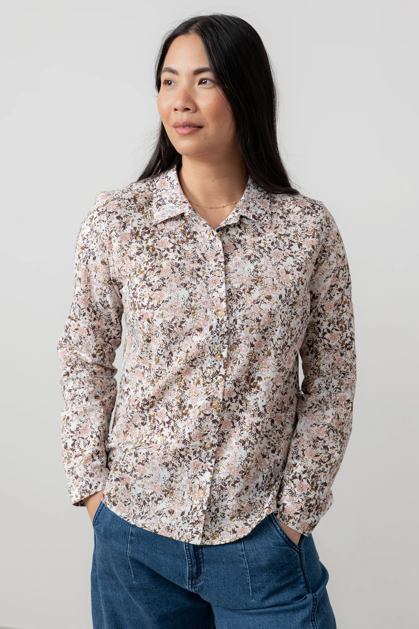 Patsy Organic Cotton Ditsy Shirt Pink - Image 6