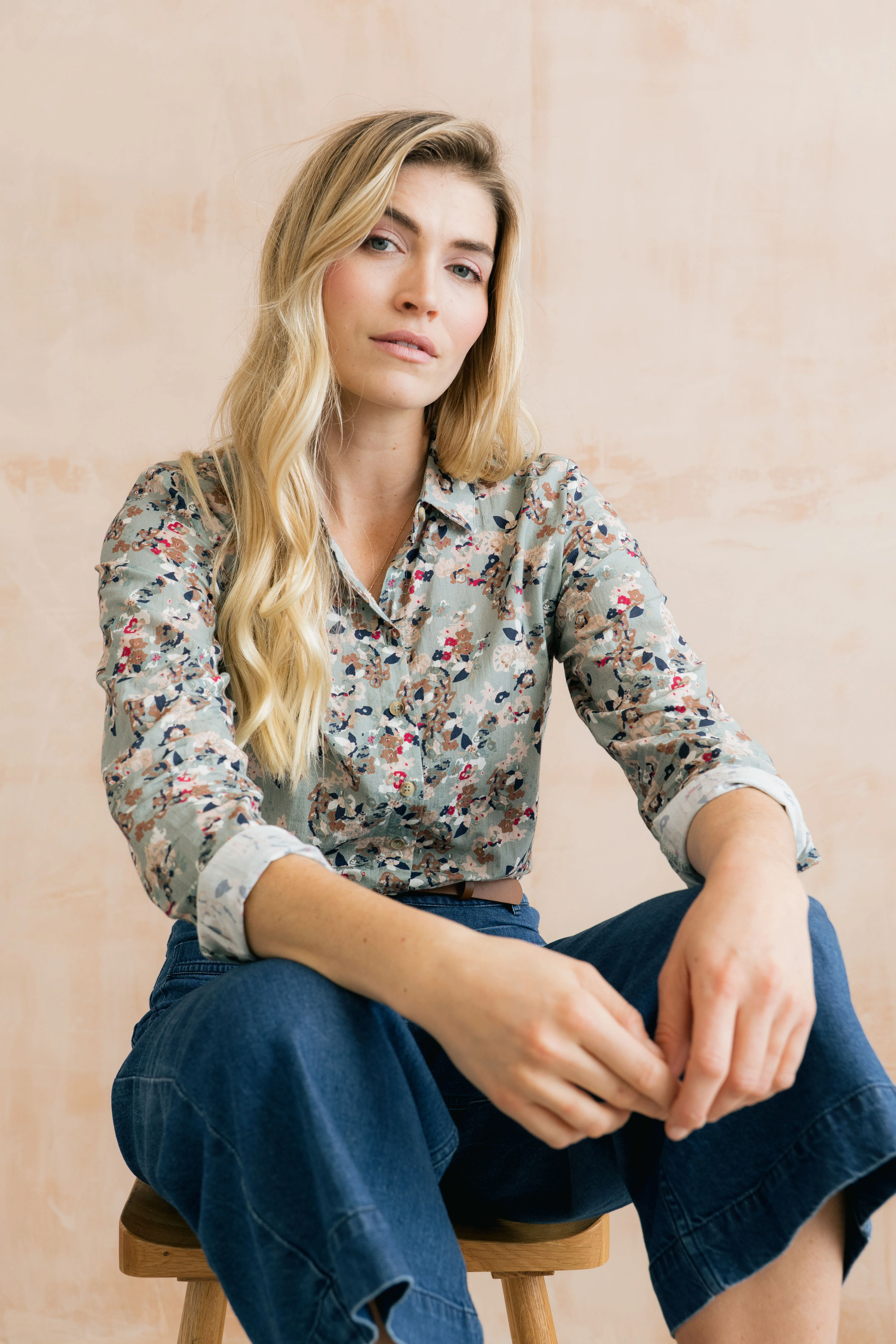 Patsy Organic Ditsy Shirt Ocean - Image 5
