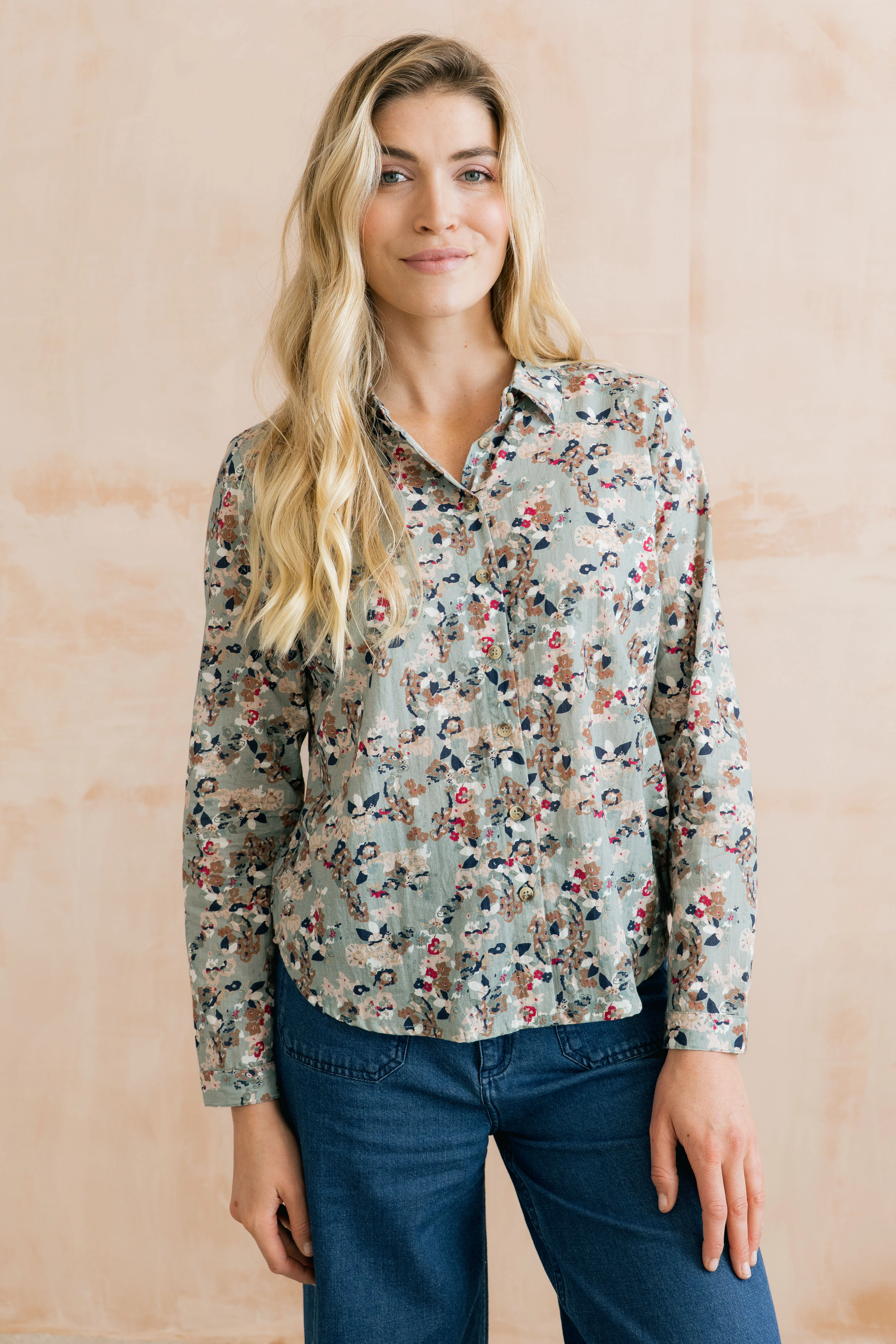 Patsy Organic Ditsy Shirt Ocean - Image 6
