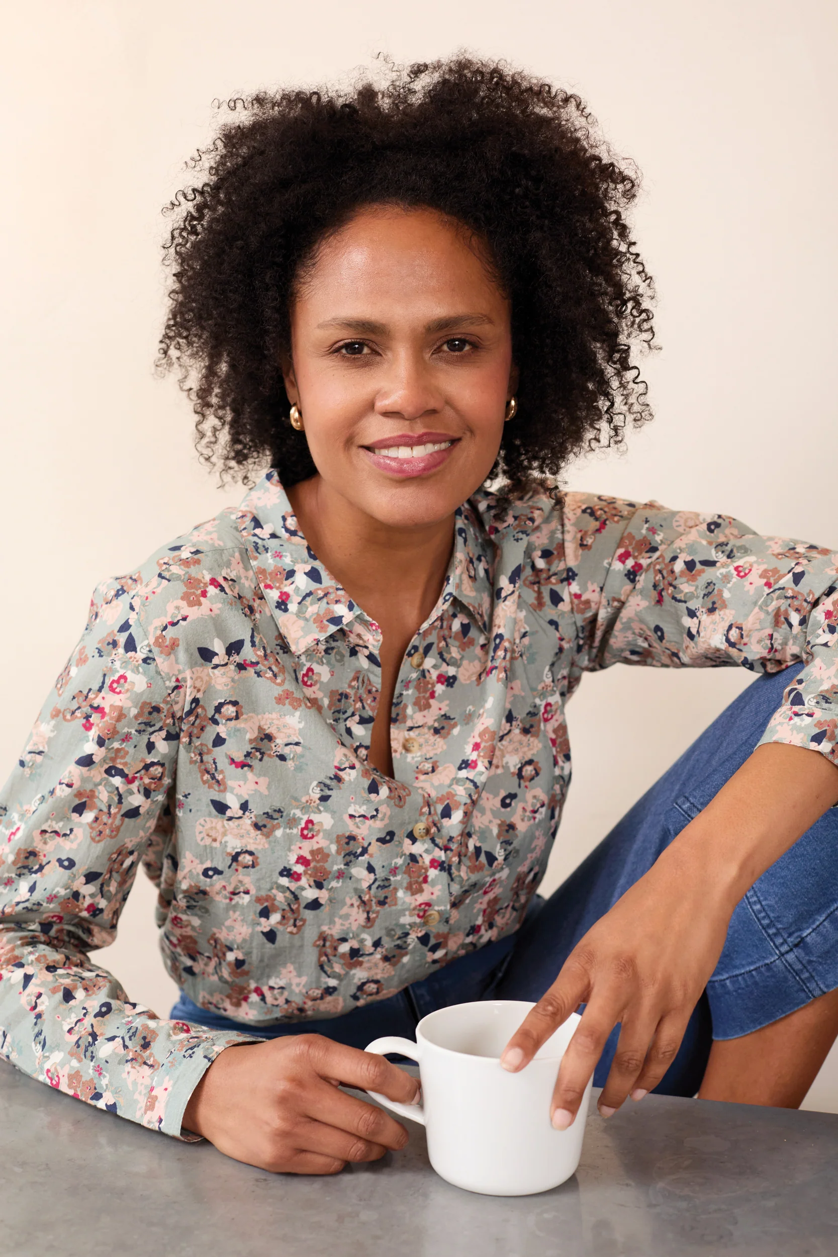 Patsy Organic Ditsy Shirt Ocean - Image 8
