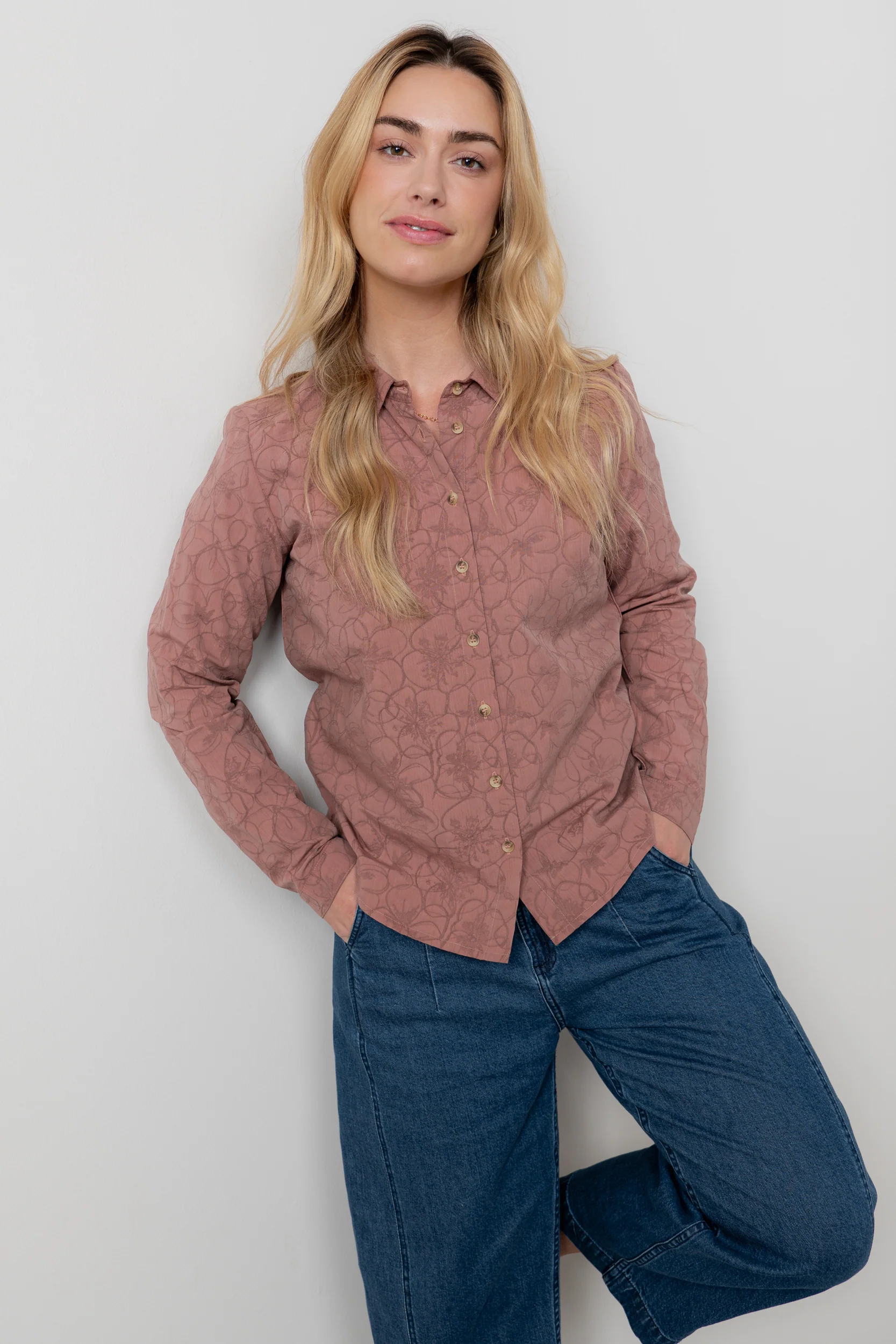 Patsy Textured Jacquard Shirt Antique Rose - Image 2