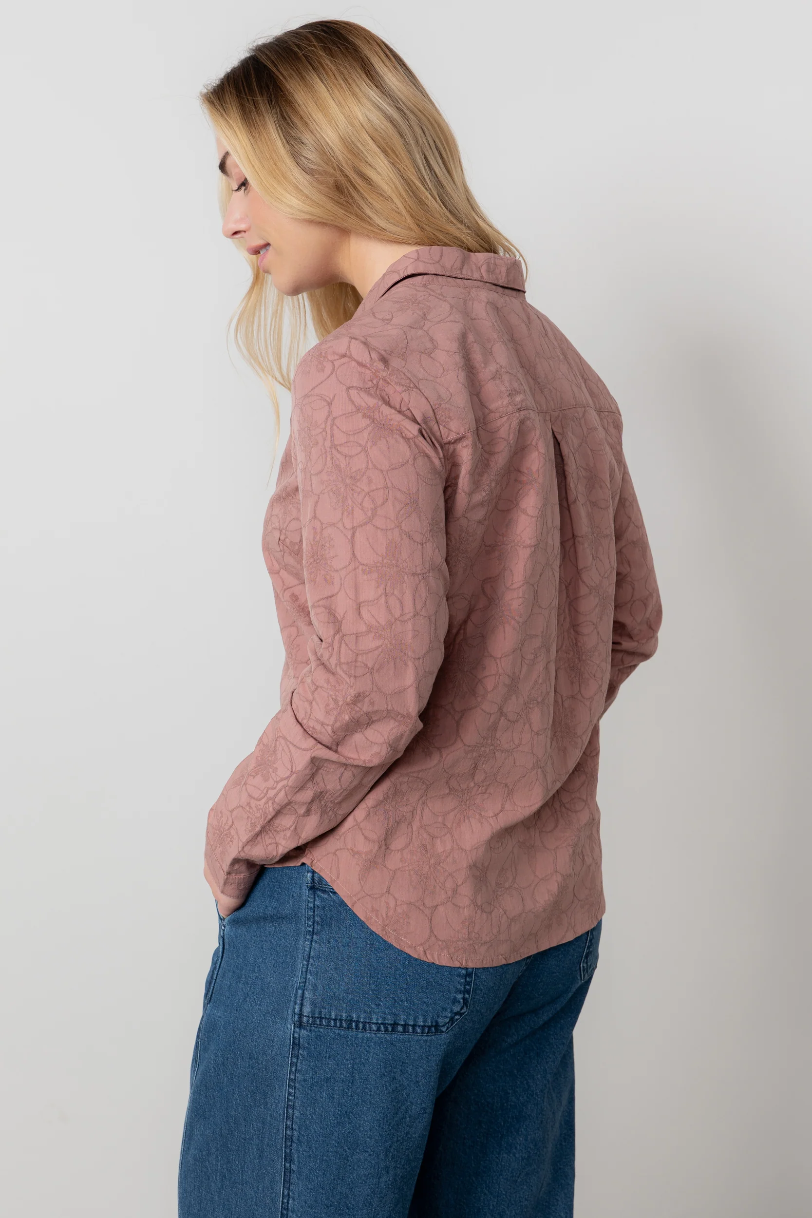 Patsy Textured Jacquard Shirt Antique Rose - Image 4