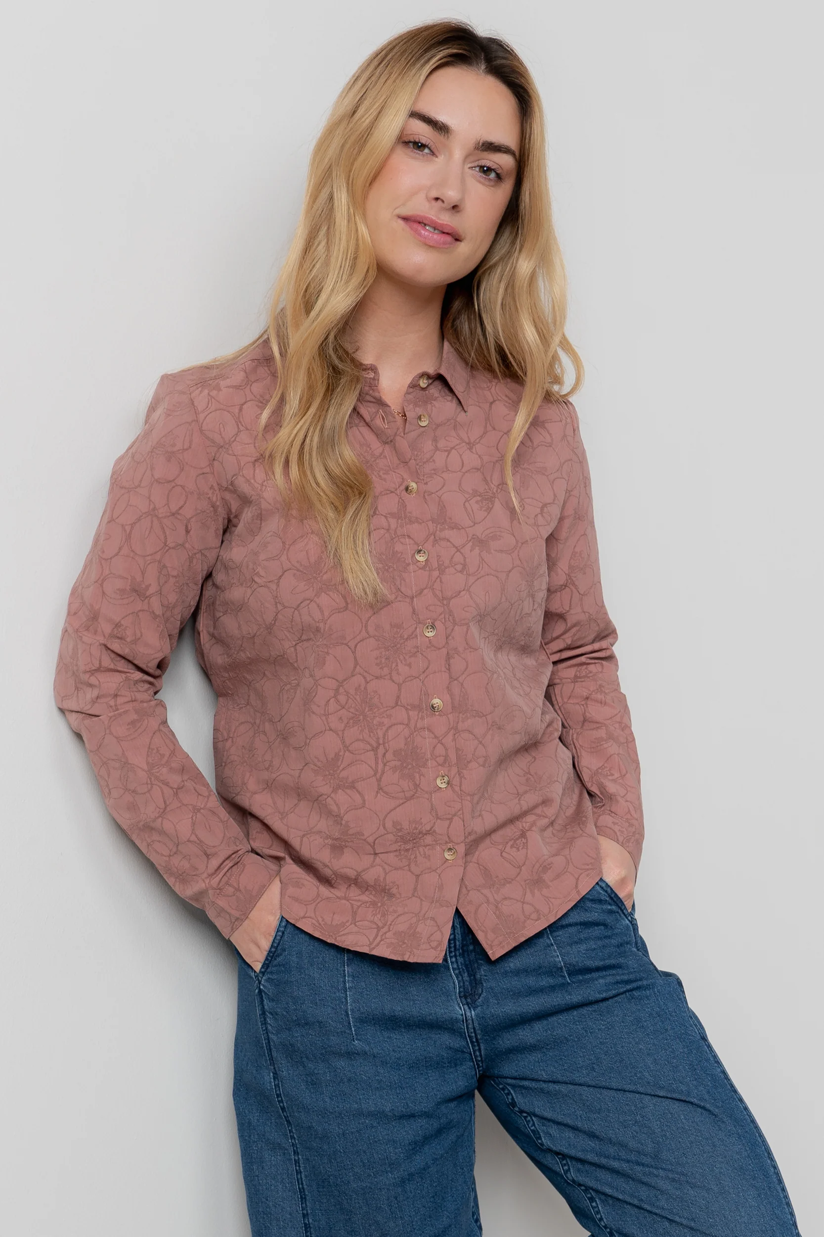 Patsy Textured Jacquard Shirt Antique Rose - Image 5