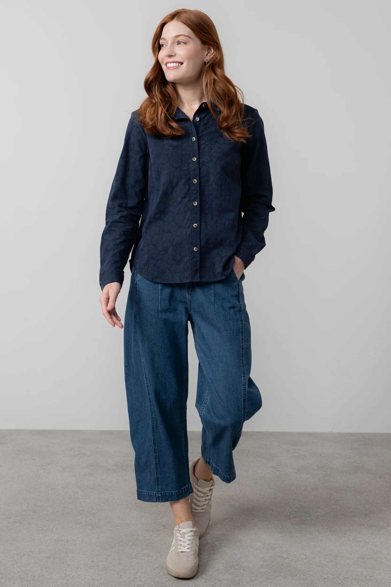 Patsy Textured Jacquard Shirt Navy - Image 2