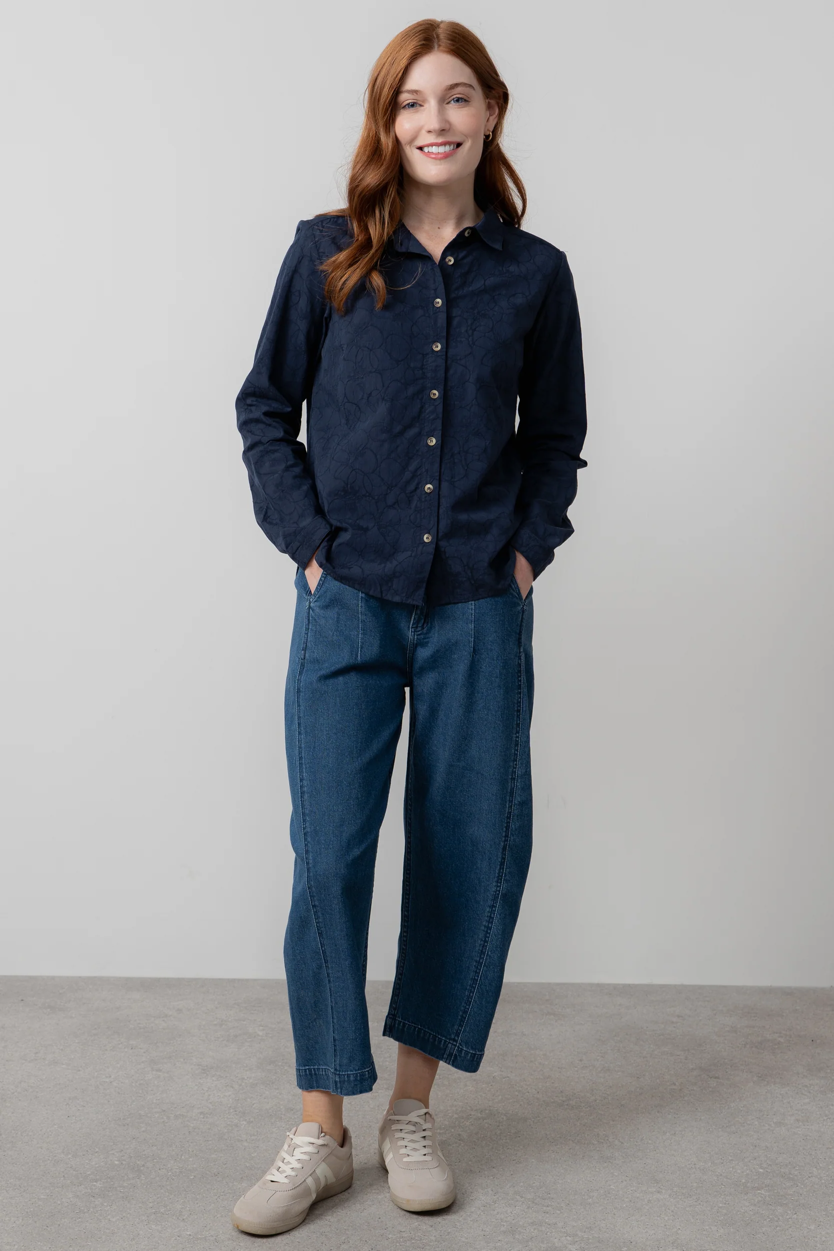 Patsy Textured Jacquard Shirt Navy - Image 3
