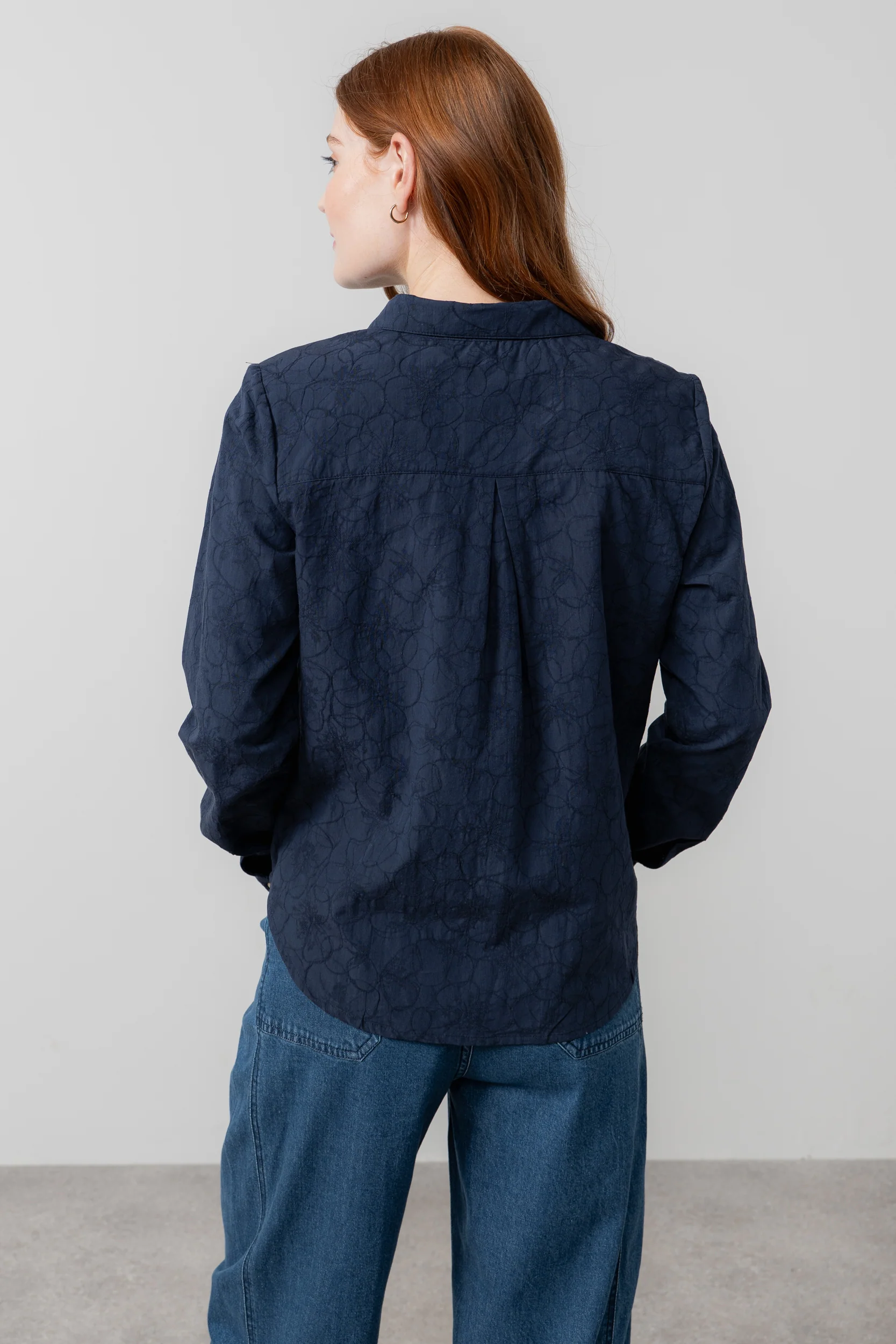 Patsy Textured Jacquard Shirt Navy - Image 4
