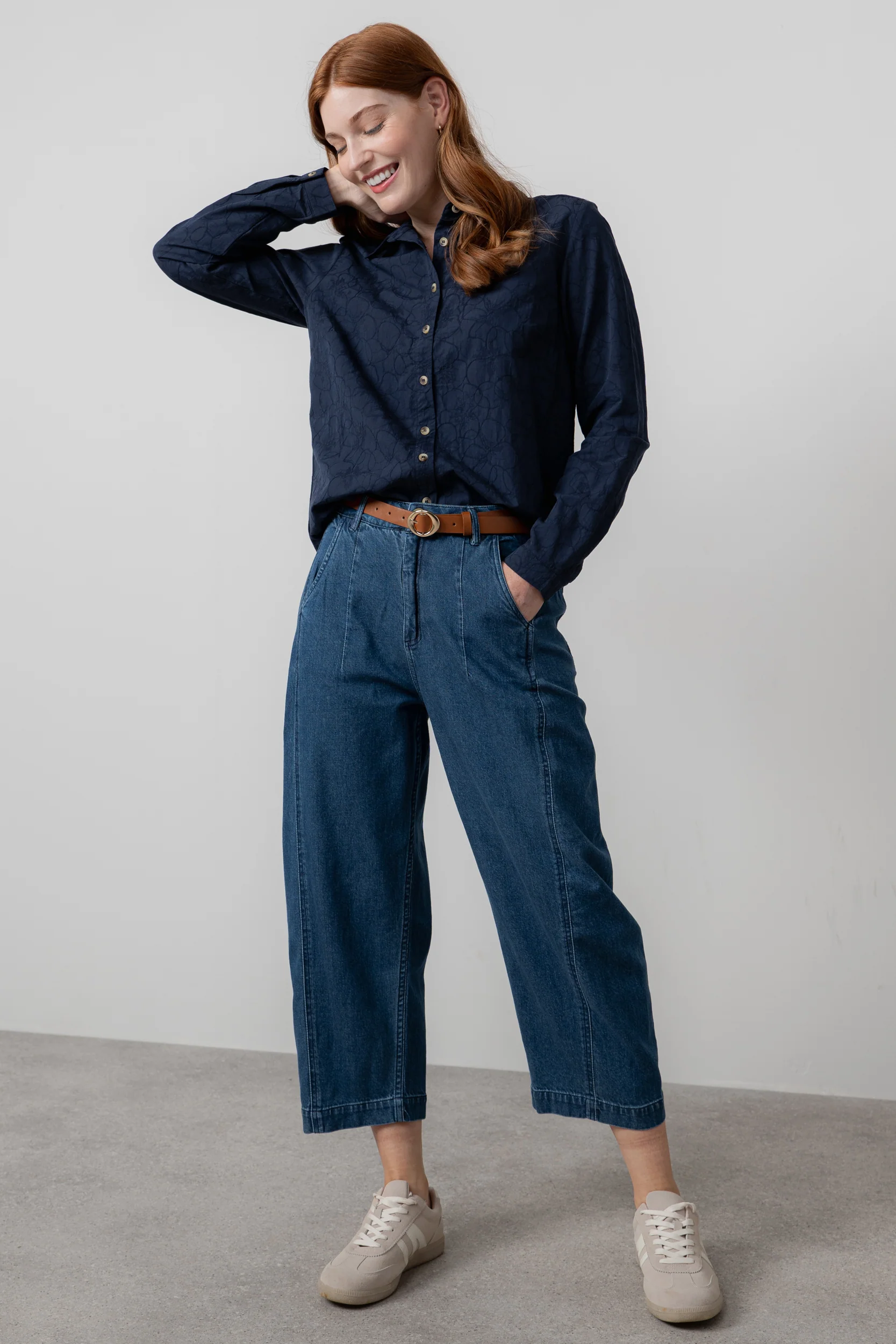 Patsy Textured Jacquard Shirt Navy - Image 5