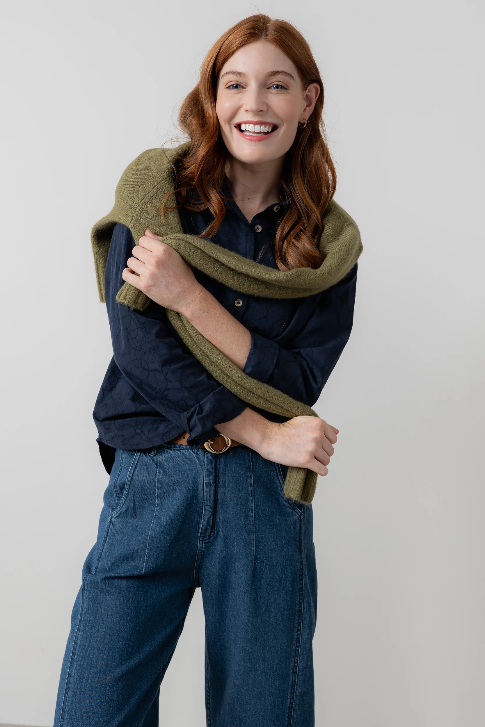 Patsy Textured Jacquard Shirt Navy - Image 6