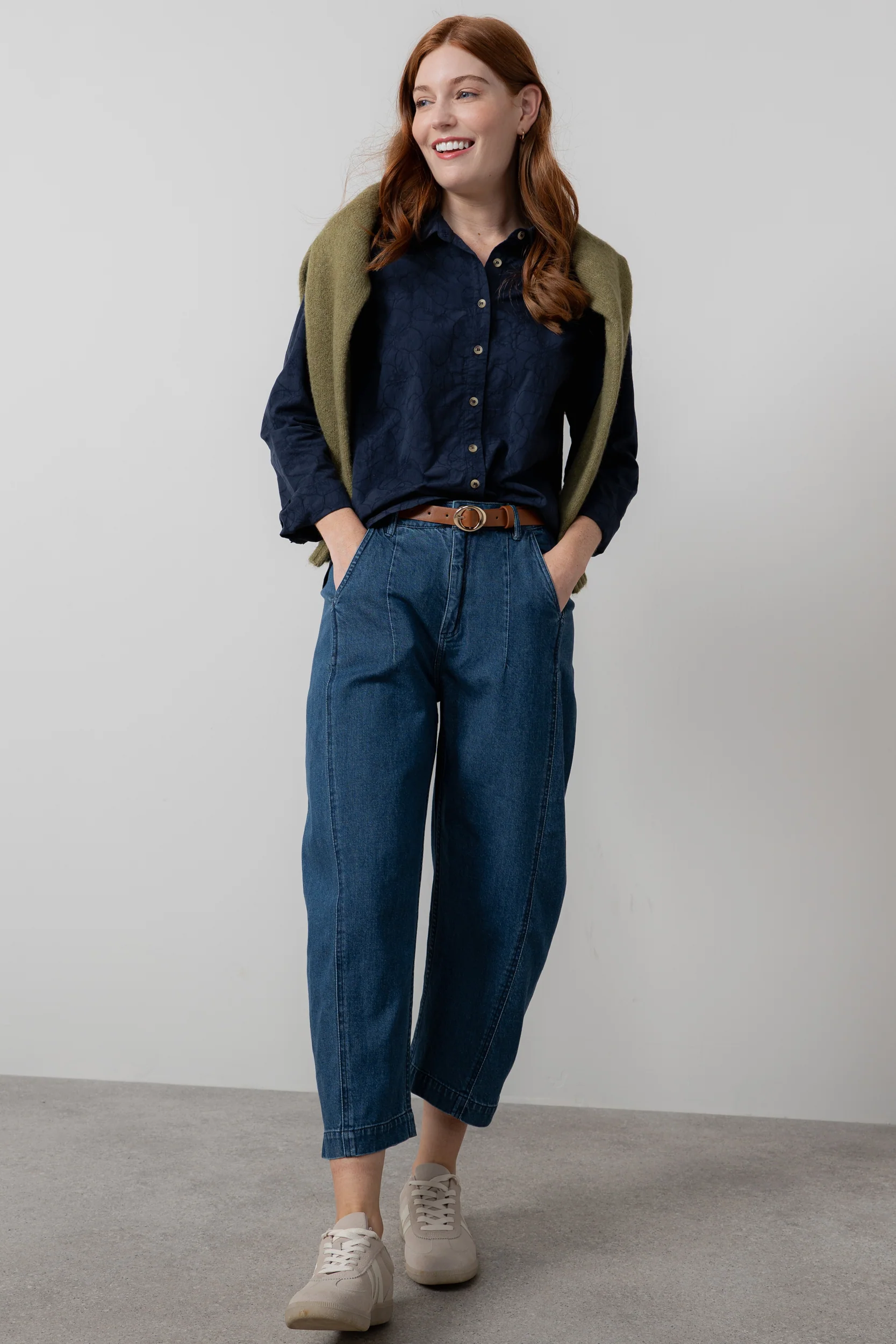 Patsy Textured Jacquard Shirt Navy - Image 8
