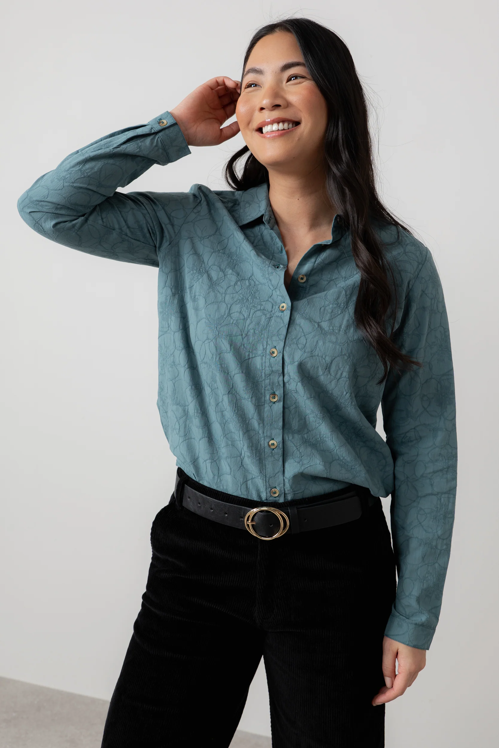 Patsy Textured Jacquard Shirt Sea Mist - Image 5