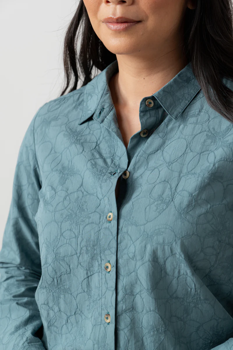 Patsy Textured Jacquard Shirt Sea Mist - Image 6