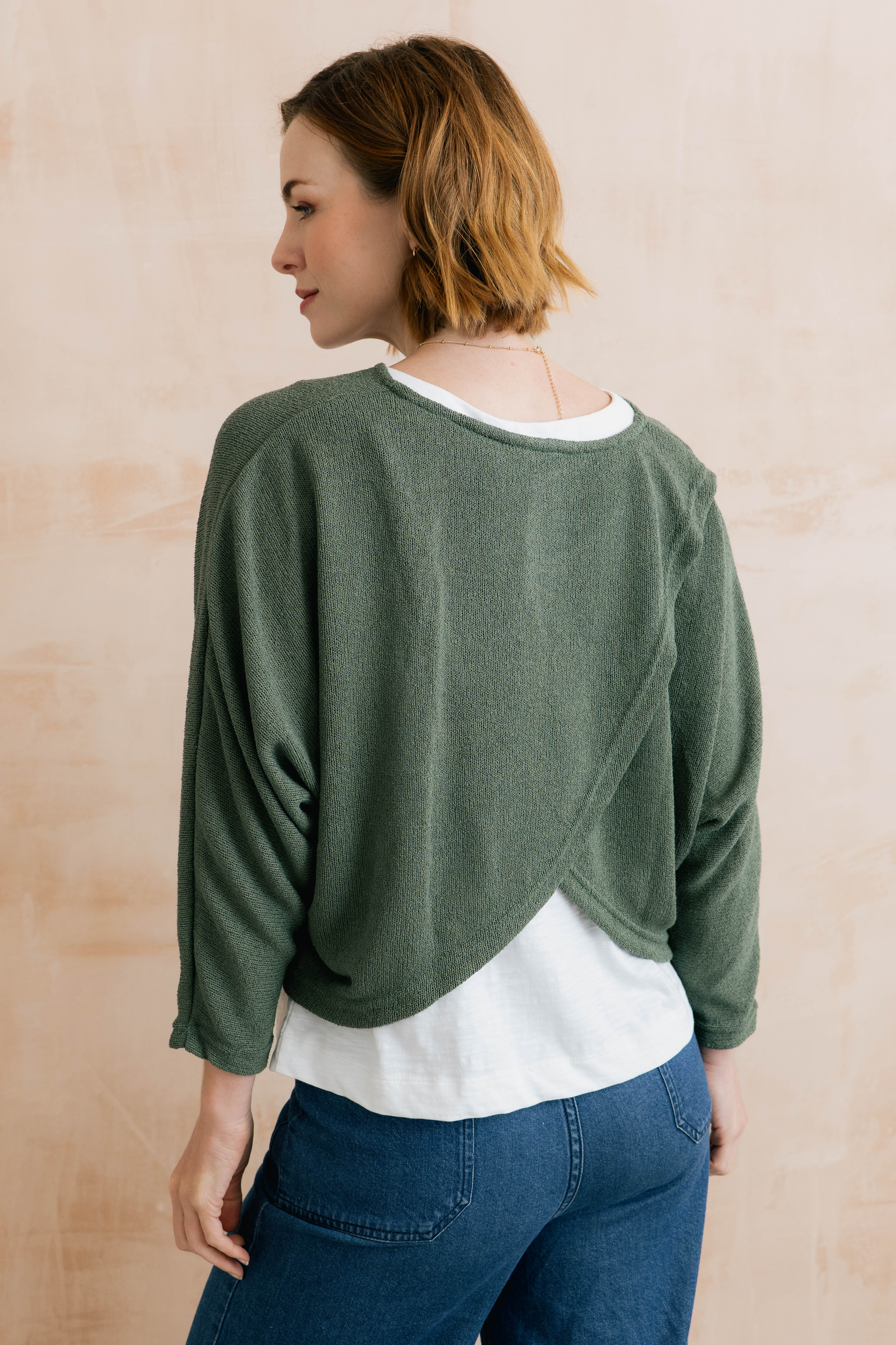 Penny Batwing Crossover Jumper Laurel Green - Image 4